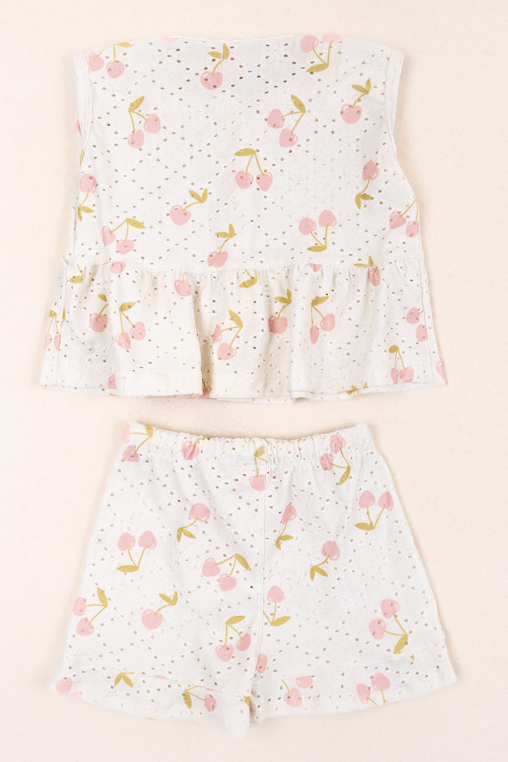 CONJUNTO BEBÉ NIÑA CHERRIES BLANCO