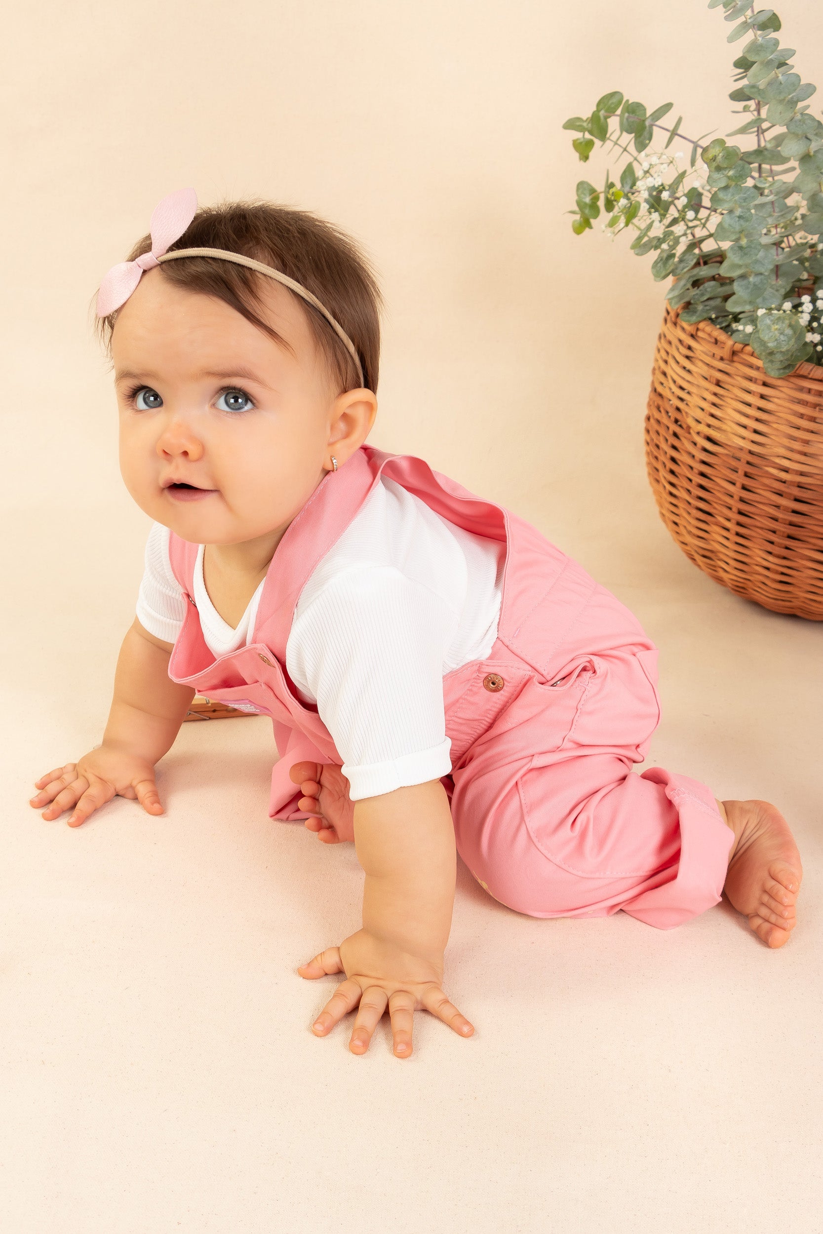 CONJUNTO BEBÉ NIÑA OVEROL ROSADO