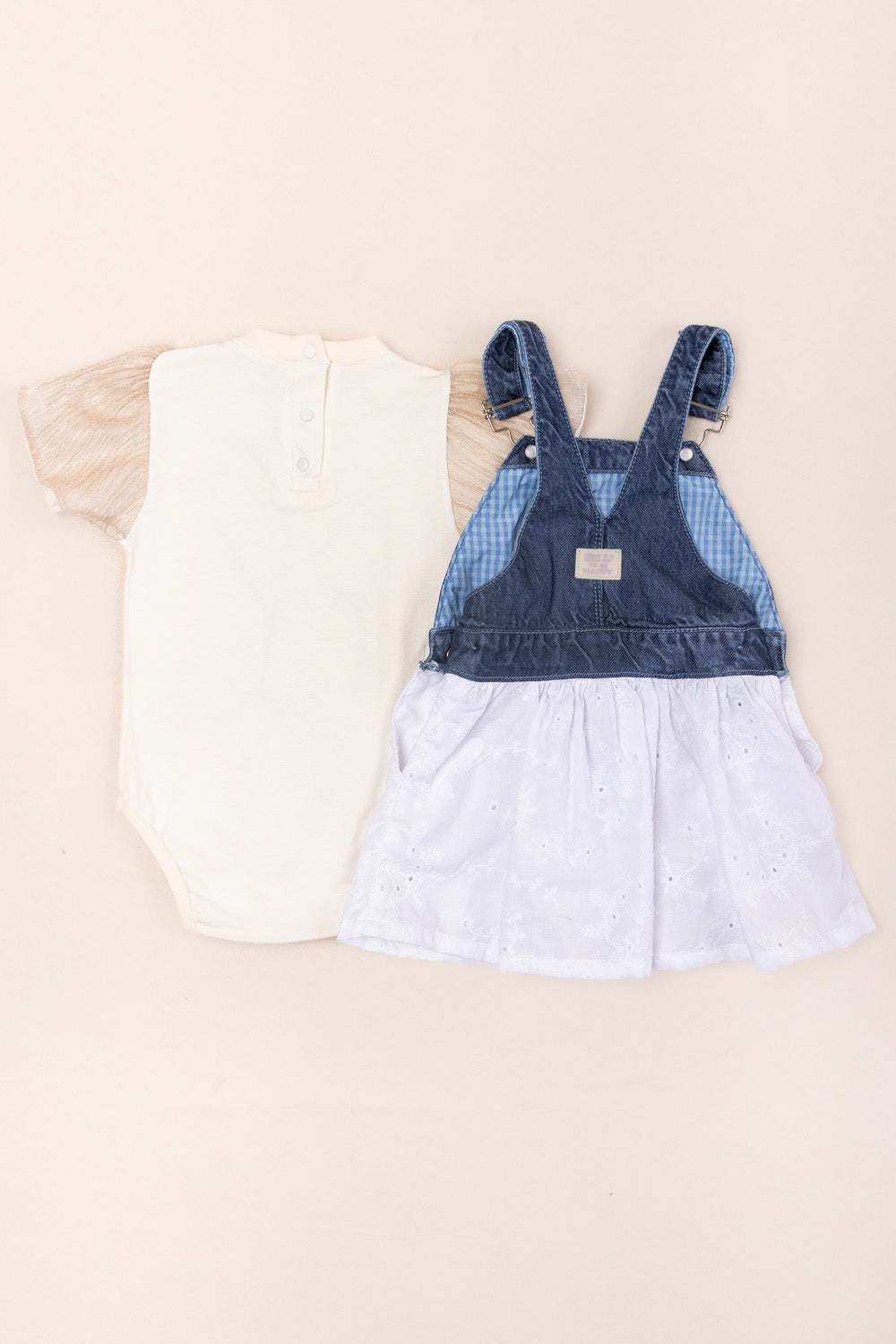 CONJUNTO BEBÉ STOLE HEARTS BEIGE