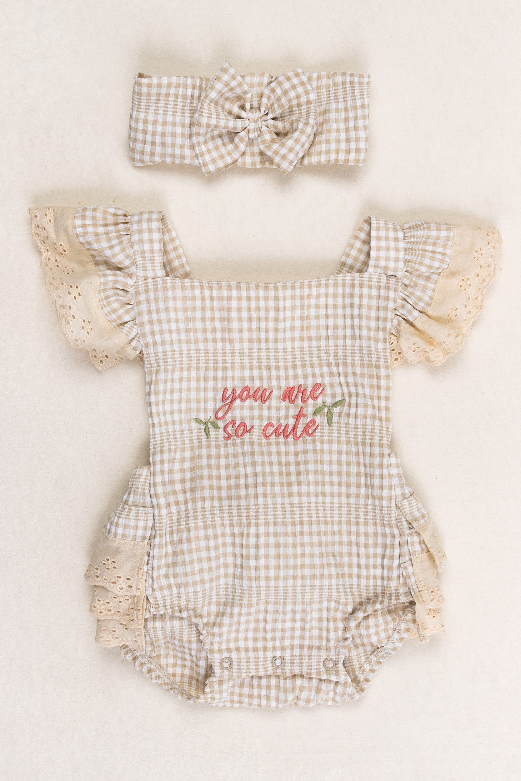 CONJUNTO VESTIDO BEBÉ NIÑA SO CUTE BEIGE