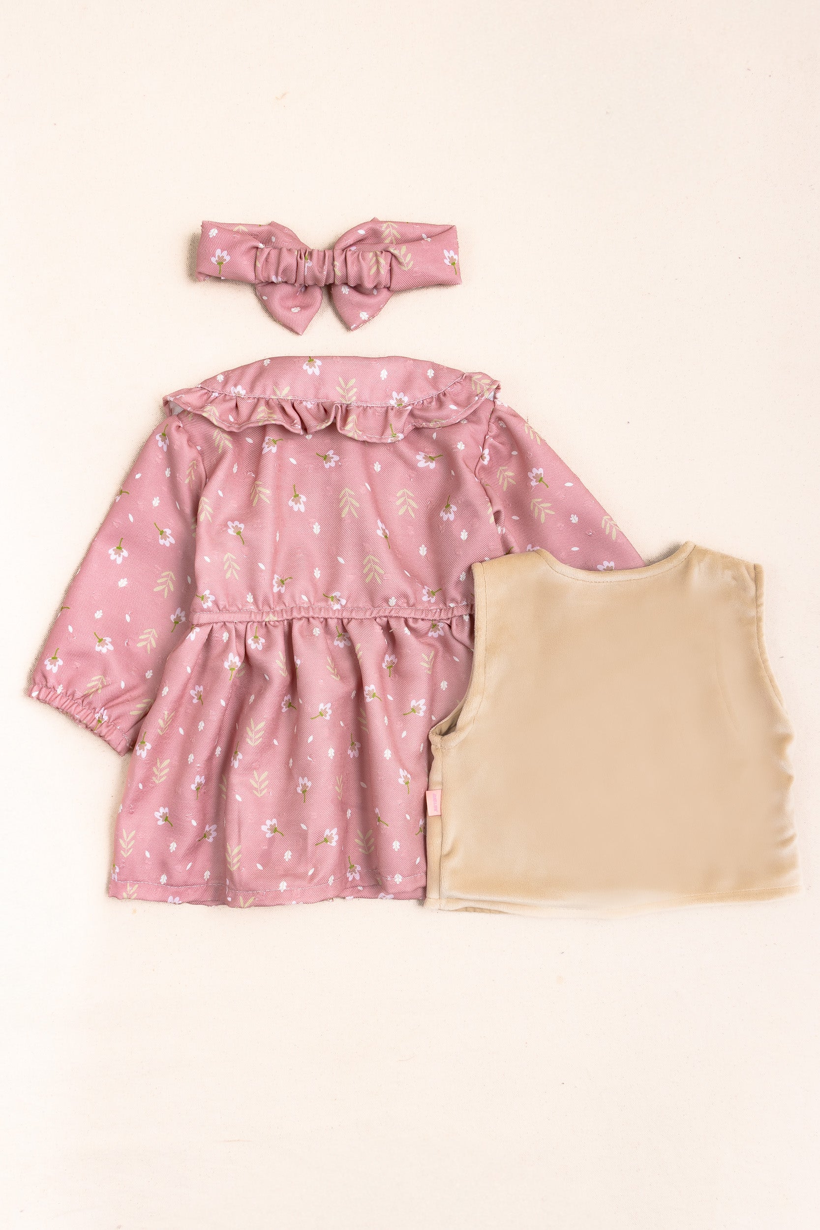 CONJUNTO VESTIDO BEBÉ NIÑA FLOWERS PALO ROSA