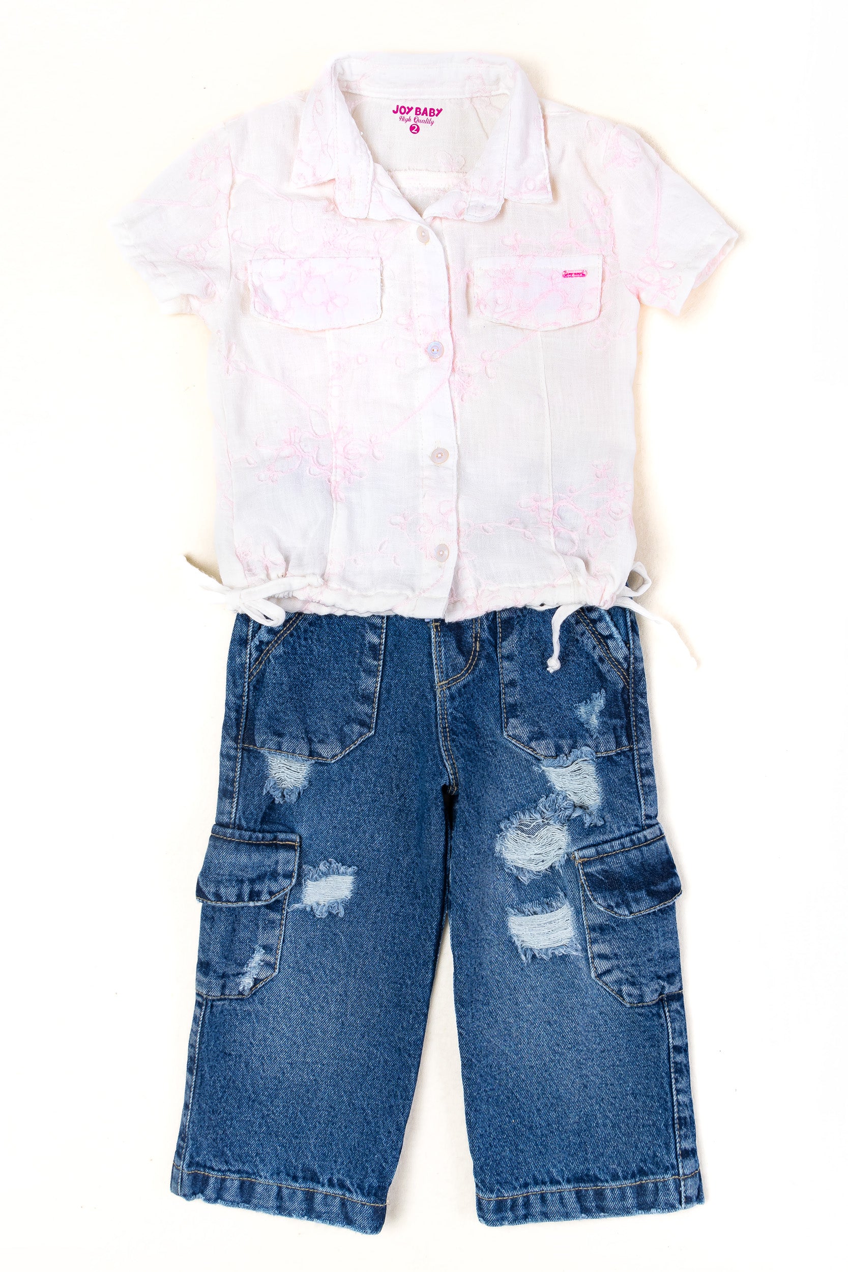 CONJUNTO NIÑA JEAN CARGO ROSADO