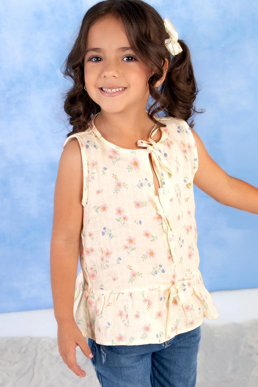 CONJUNTO NIÑA FLOWERS BEIGE