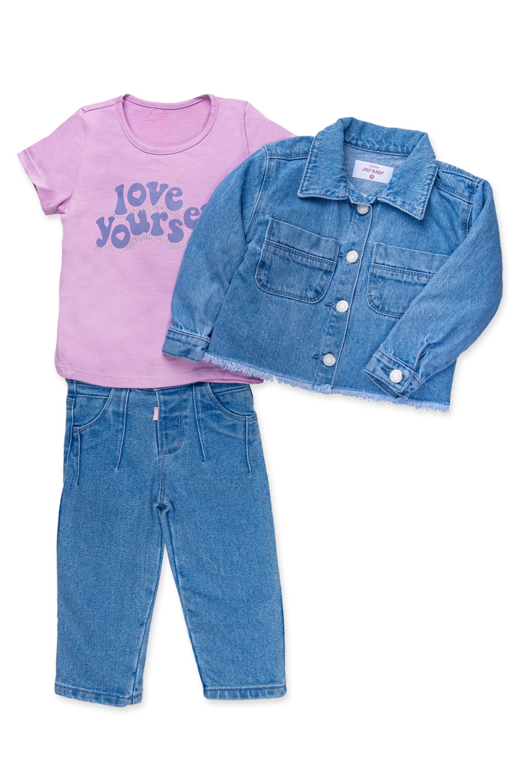 CONJUNTO 3 PRENDAS NIÑA LOVE MORADO