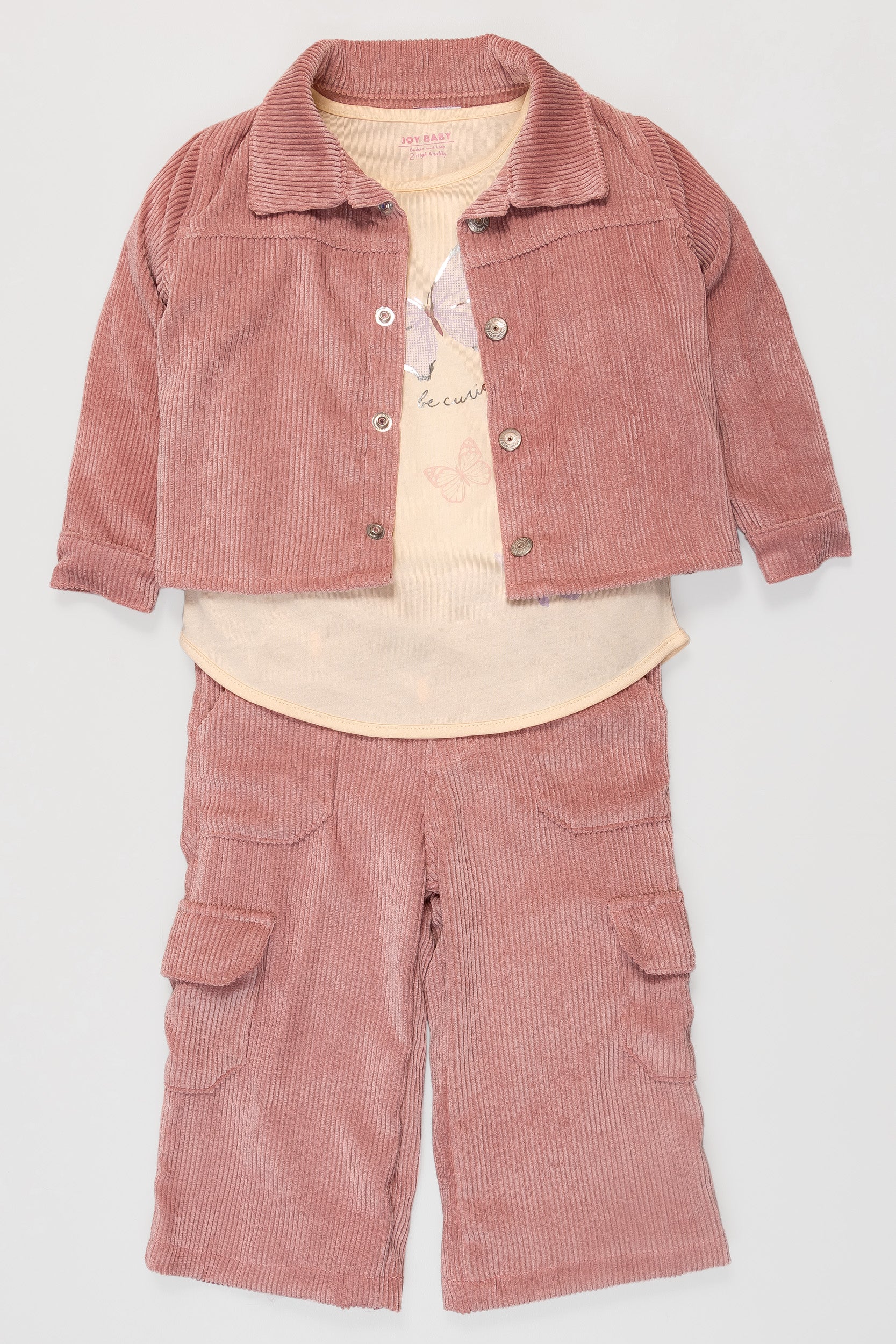 CONJUNTO CORDUROY NIÑA PALO ROSA