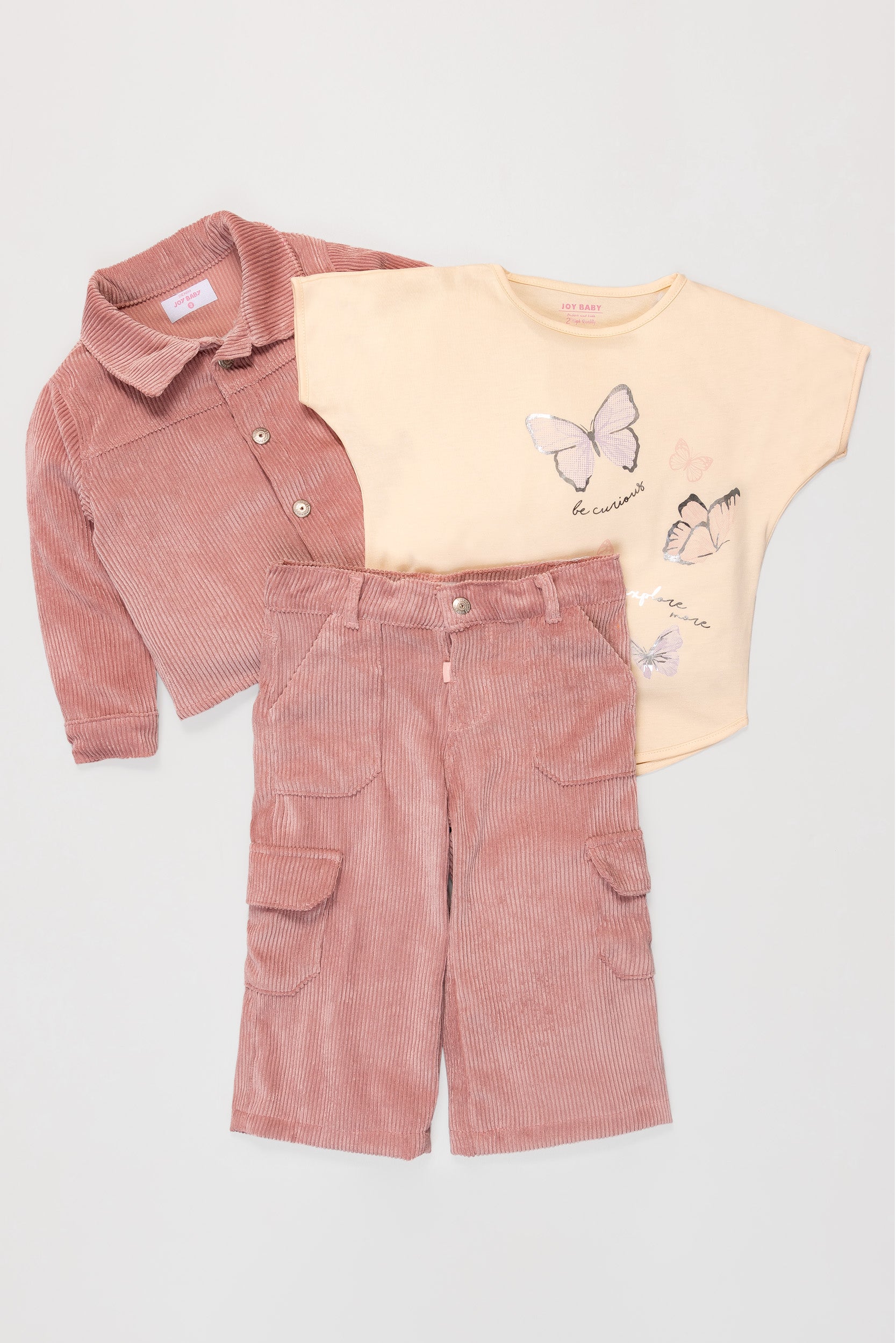 CONJUNTO CORDUROY NIÑA PALO ROSA