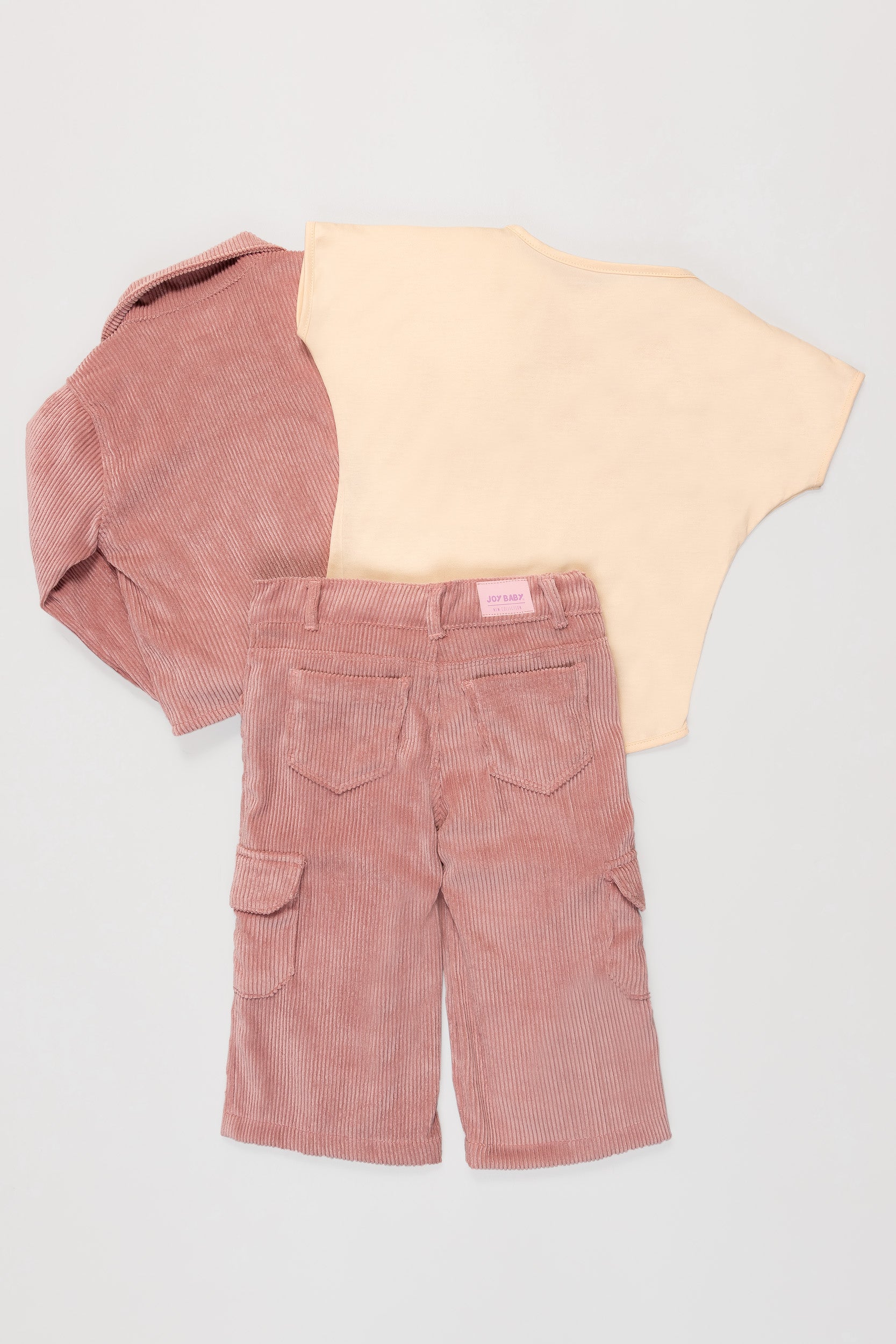 CONJUNTO CORDUROY NIÑA PALO ROSA