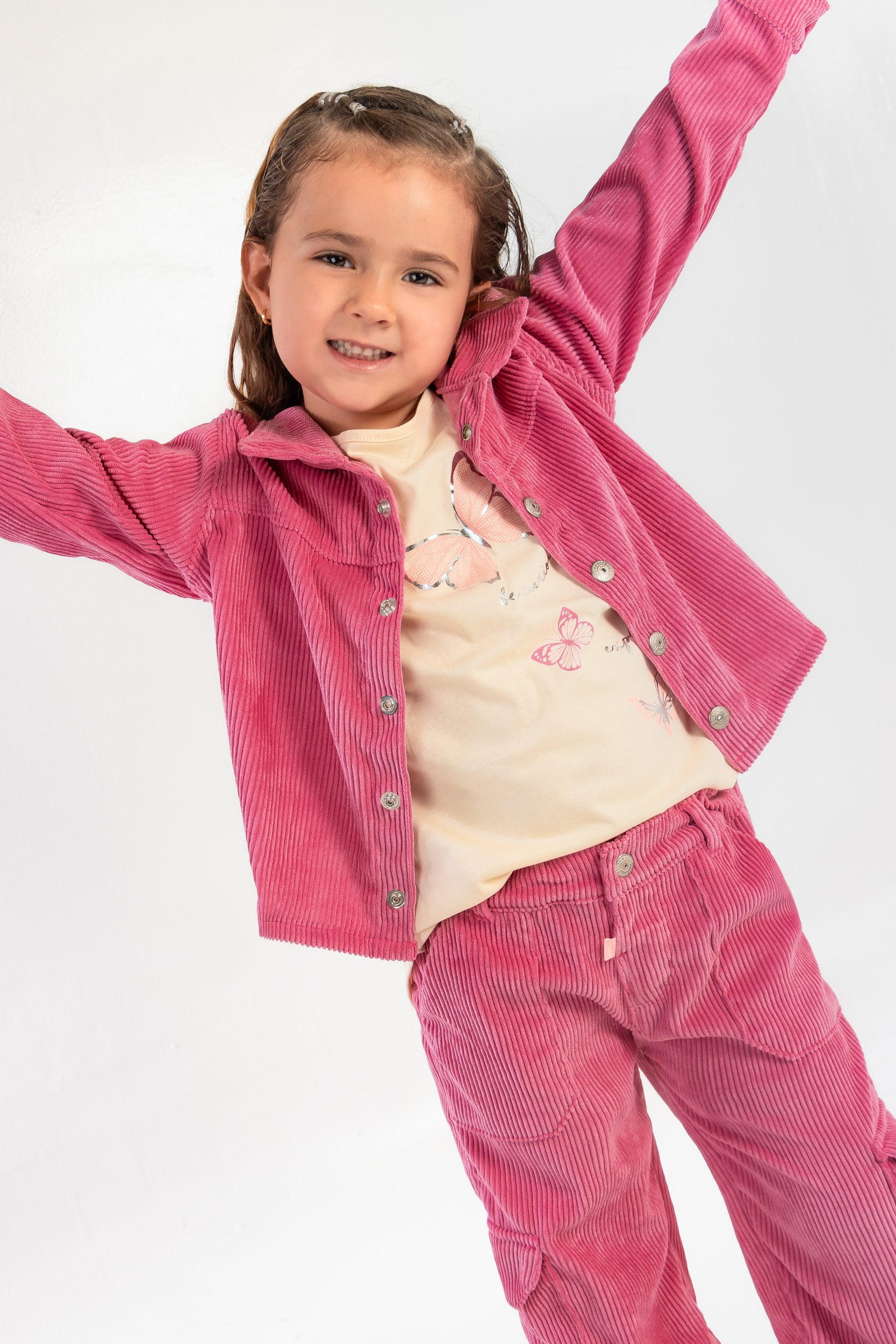 CONJUNTO CORDUROY NIÑA FUCSIA