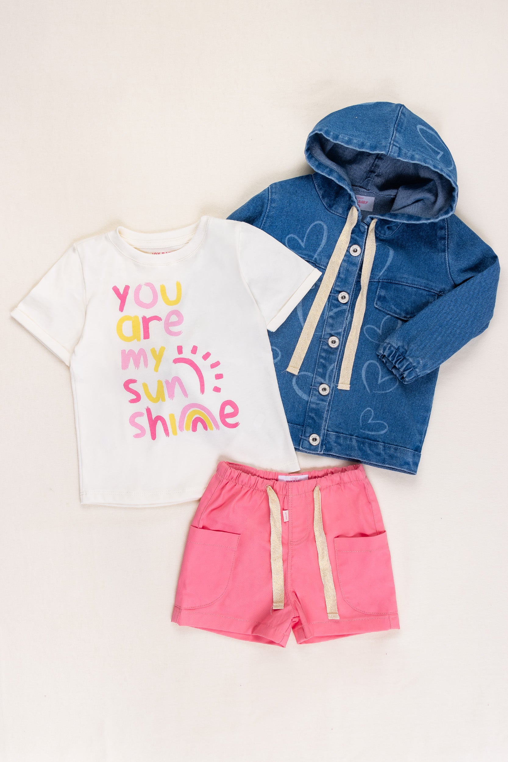 CONJUNTO 3 PRENDAS NIÑA SUNSHINE ROSADO
