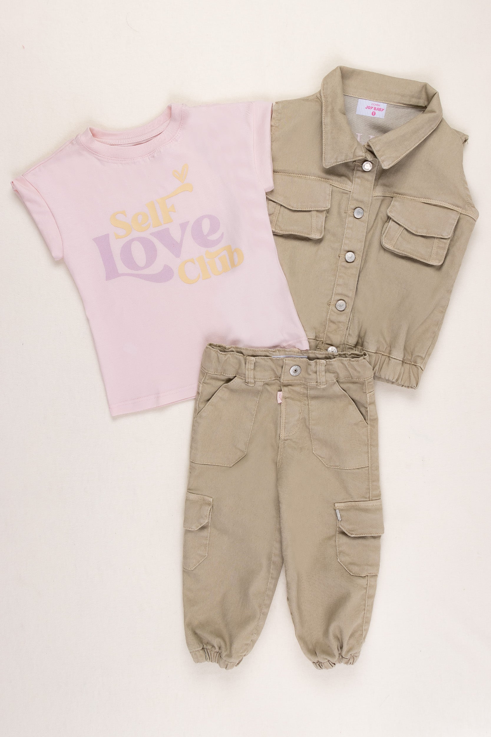 CONJUNTO 3 PRENDAS NIÑA SELF LOVE BEIGE