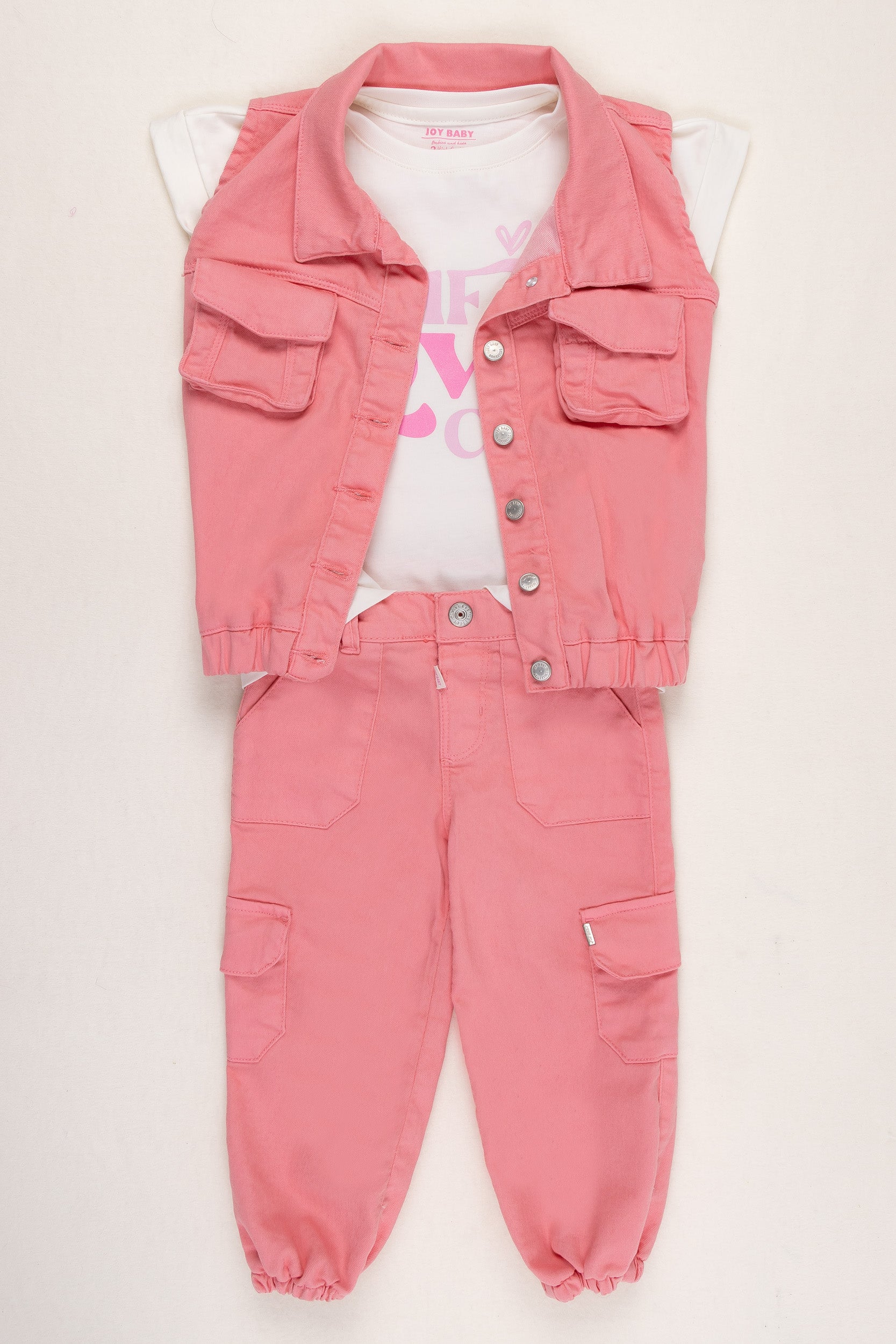CONJUNTO 3 PRENDAS NIÑA SELF LOVE SALMÓN