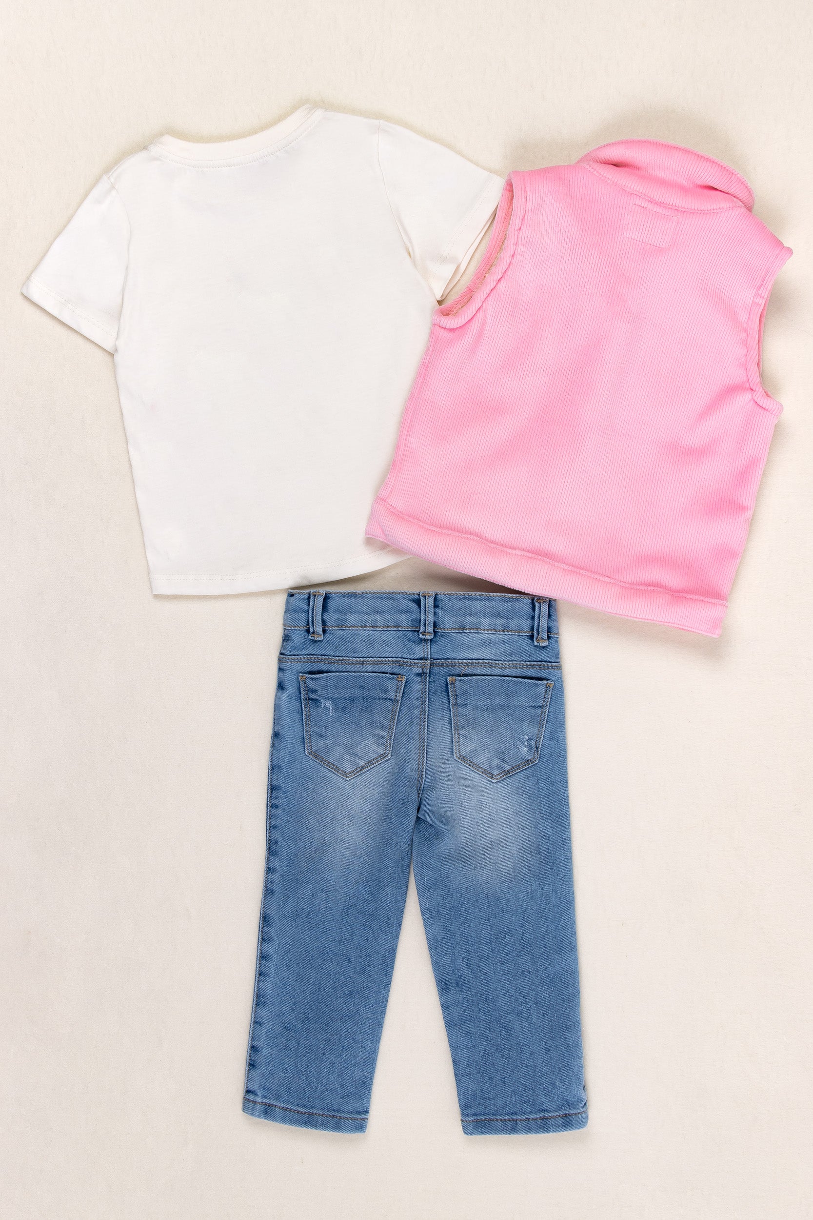 CONJUNTO 3 PRENDAS NIÑA LOVE ROSA