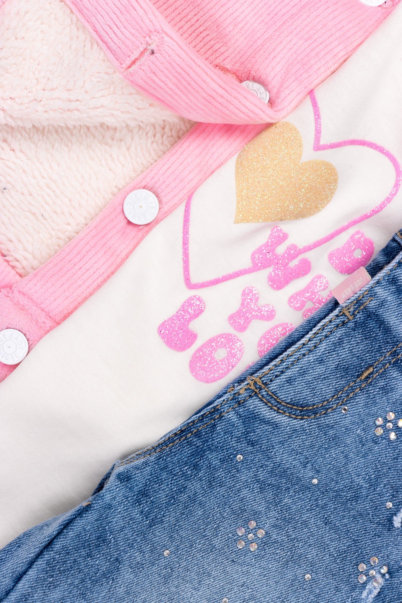 CONJUNTO 3 PRENDAS NIÑA LOVE ROSA
