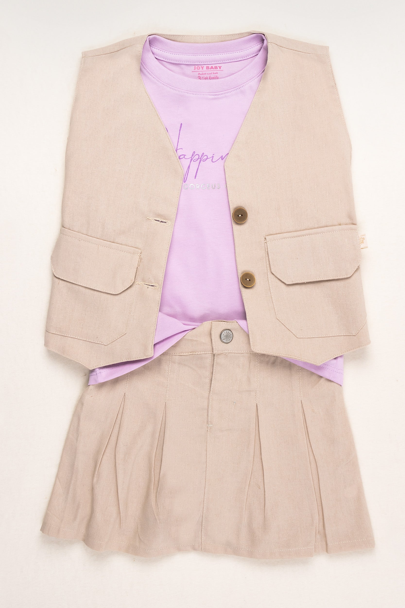 CONJUNTO 3 PRENDAS NIÑA HAPPINESS BEIGE