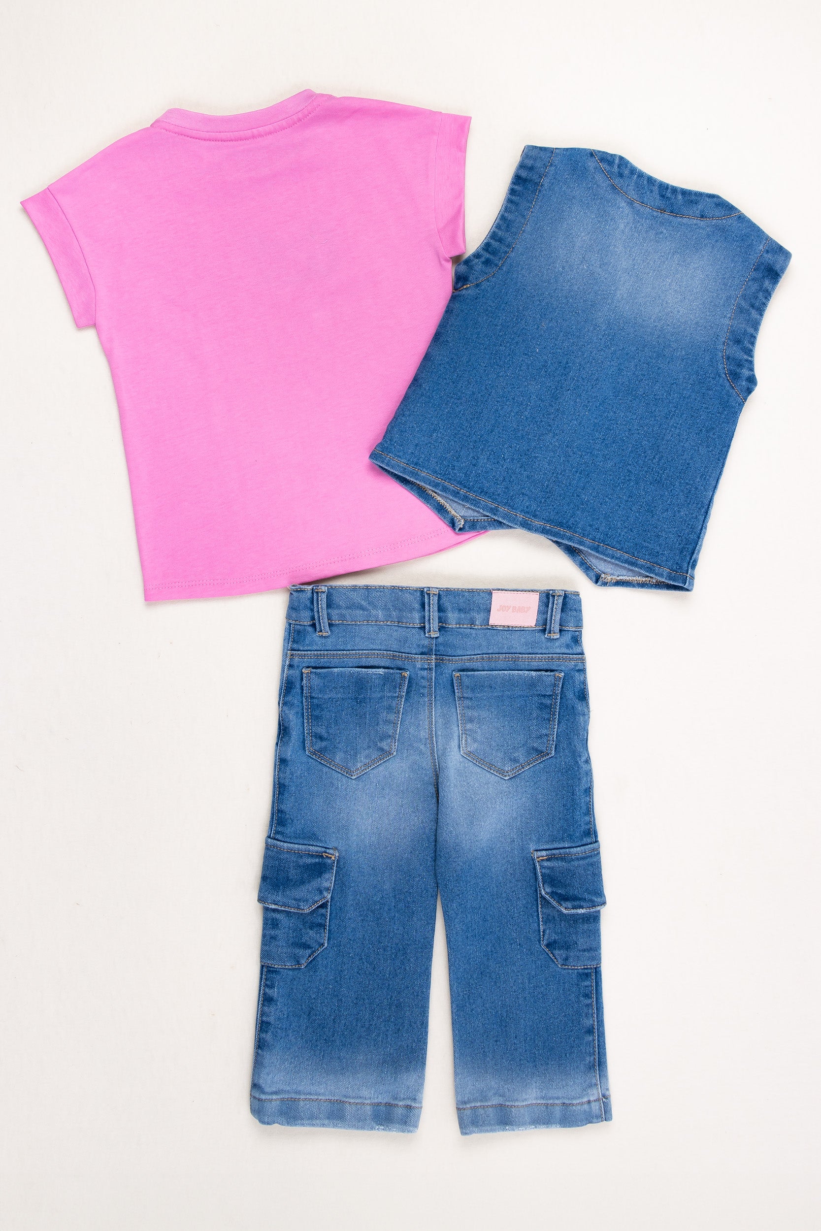 CONJUNTO 3 PRENDAS NIÑA HEART FUCSIA
