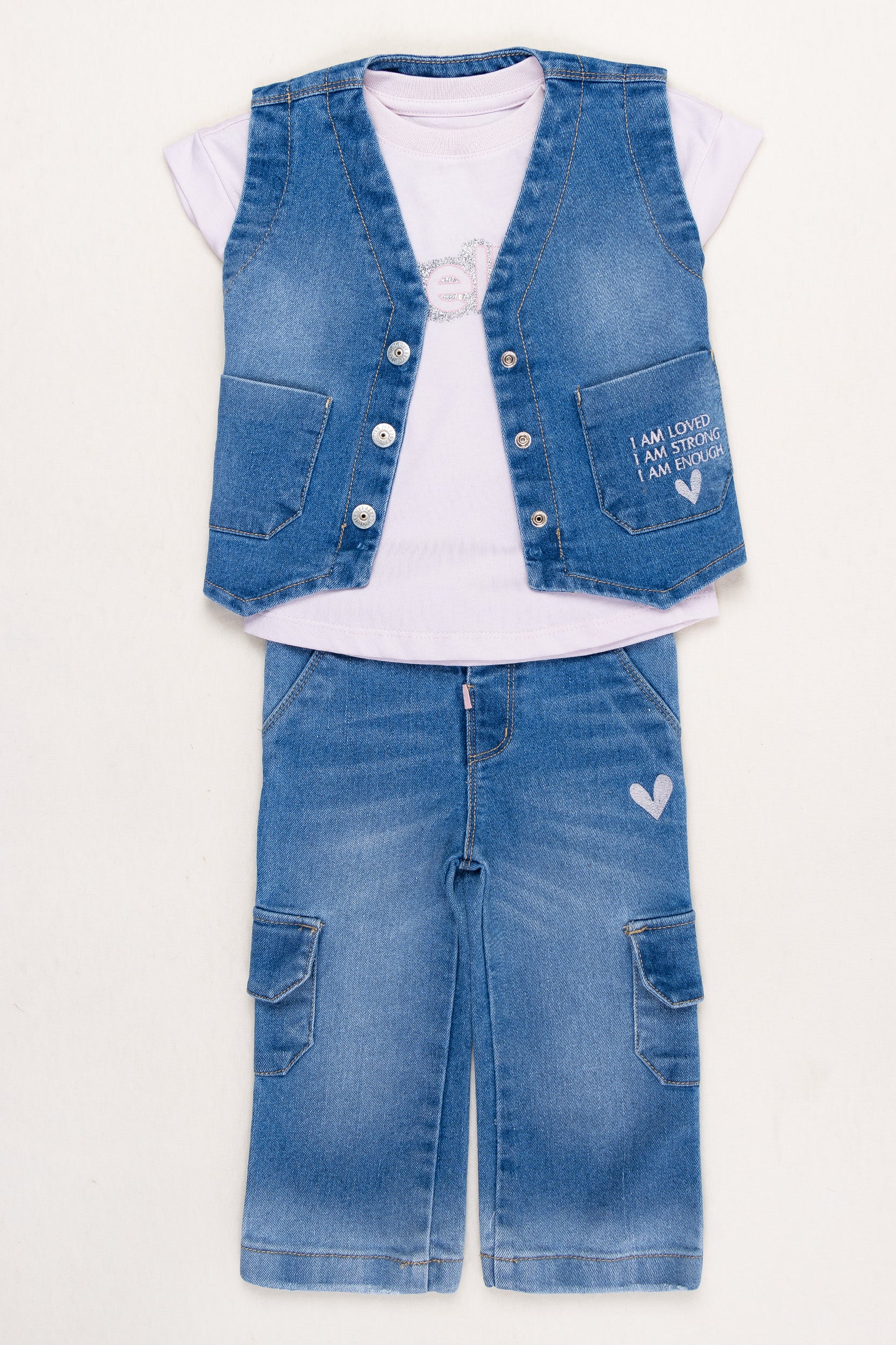 CONJUNTO 3 PRENDAS NIÑA HEART LILA
