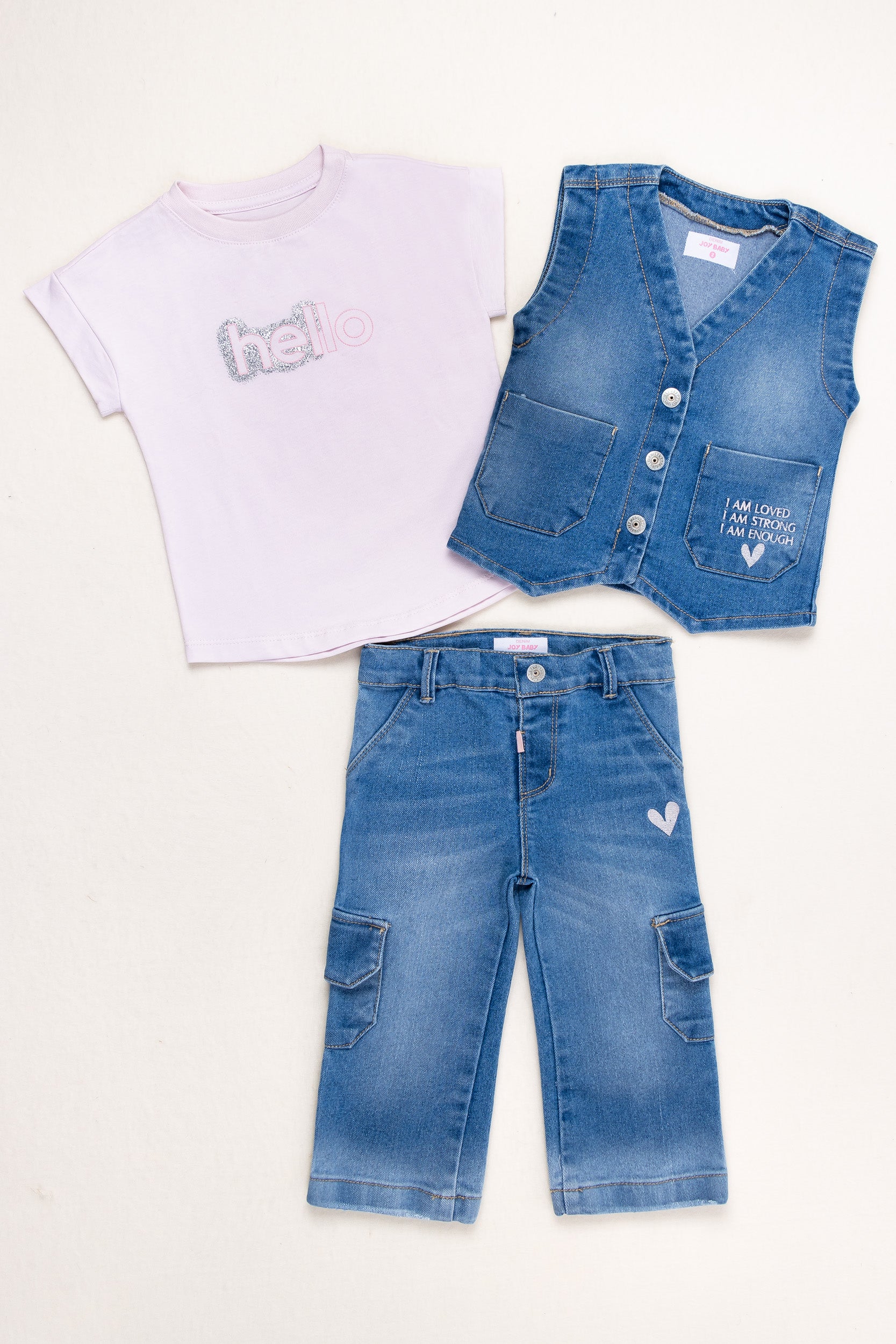 CONJUNTO 3 PRENDAS NIÑA HEART LILA