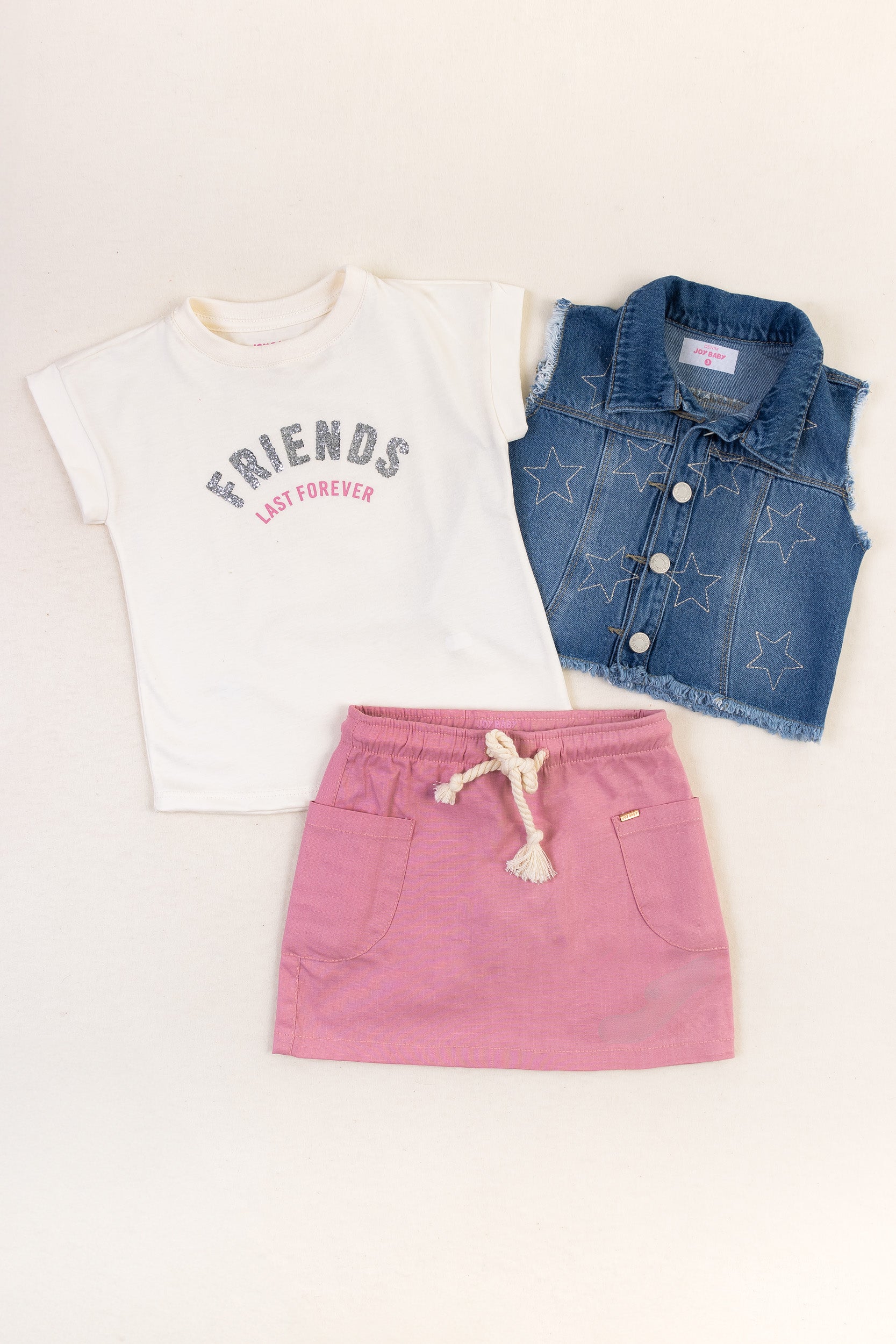 CONJUNTO 3 PRENDAS NIÑA FRIENDS ROSA