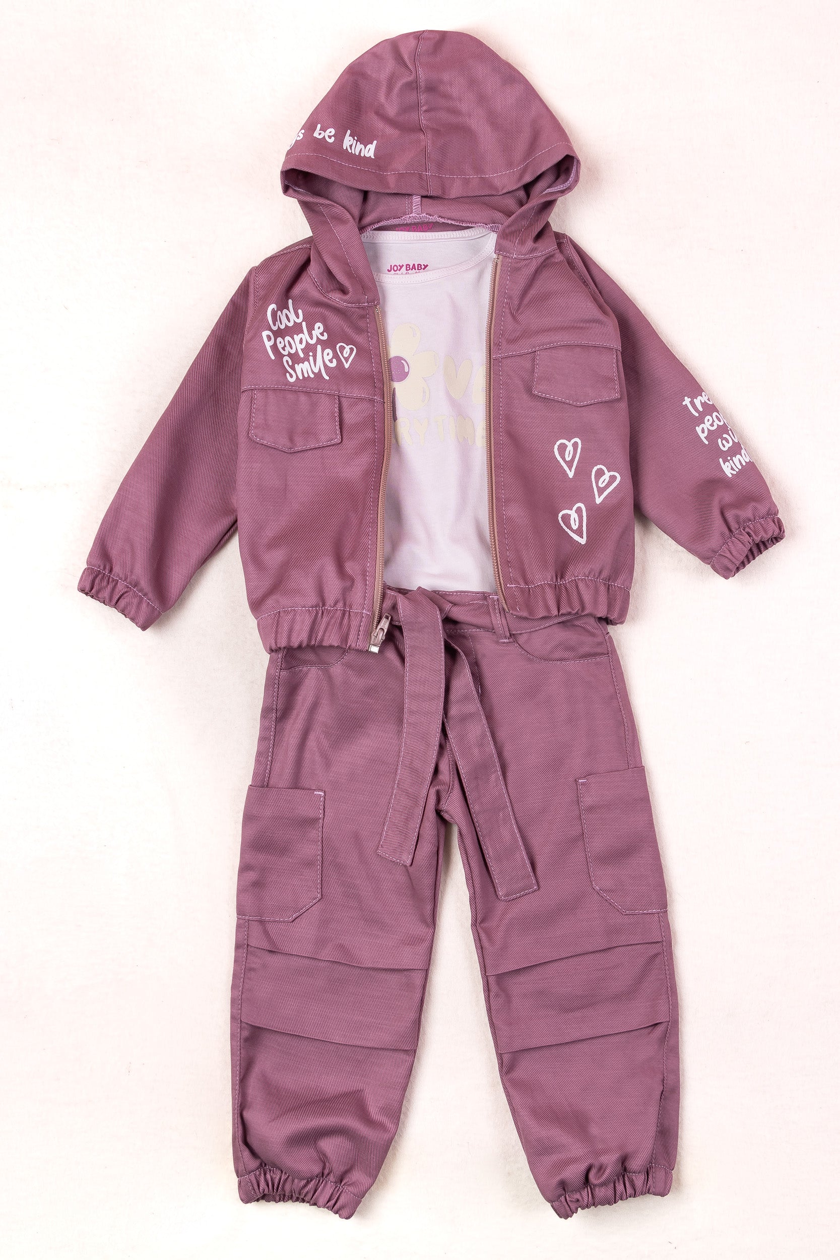 CONJUNTO 3 PRENDAS NIÑA LOVE MORADO