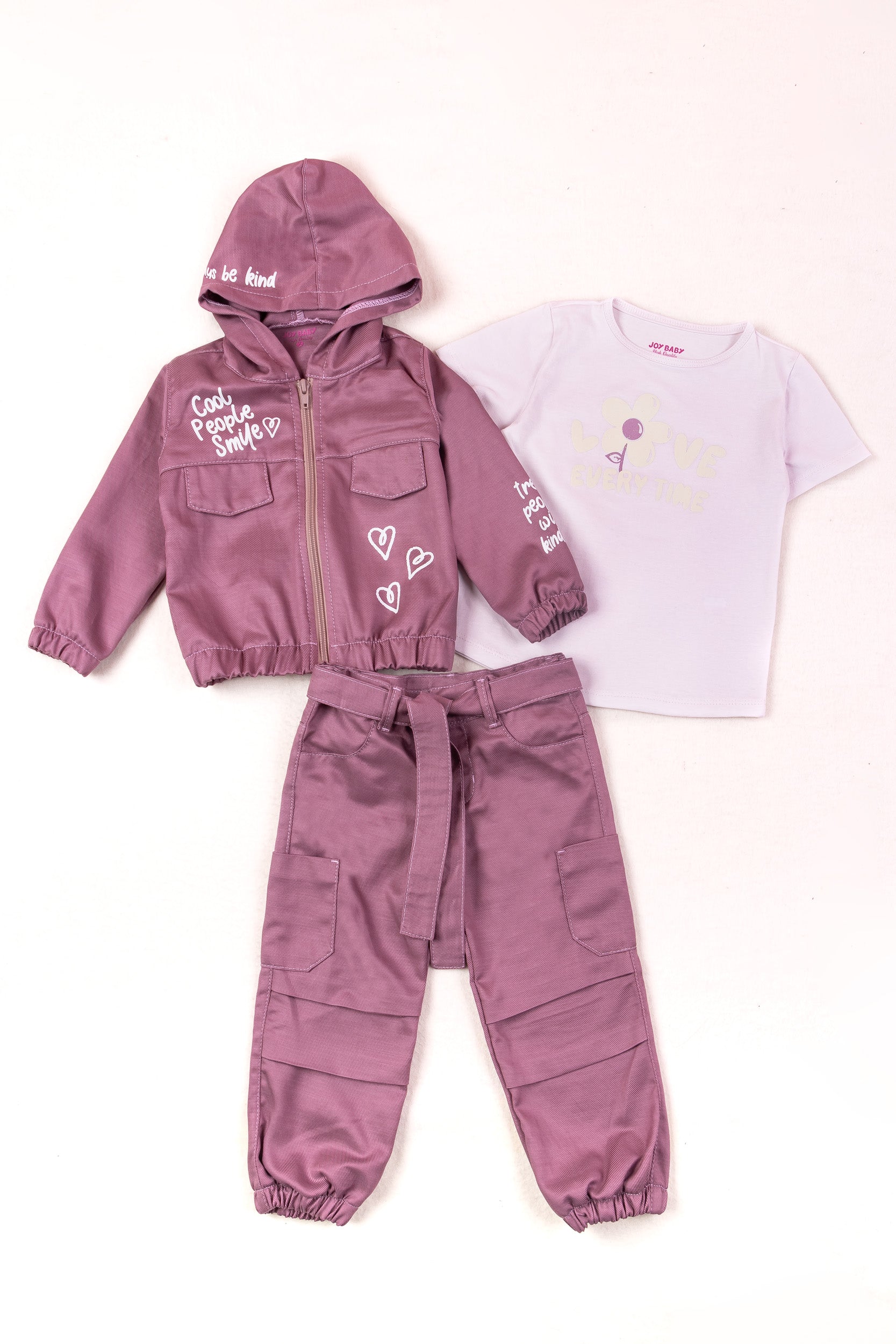 CONJUNTO 3 PRENDAS NIÑA LOVE MORADO