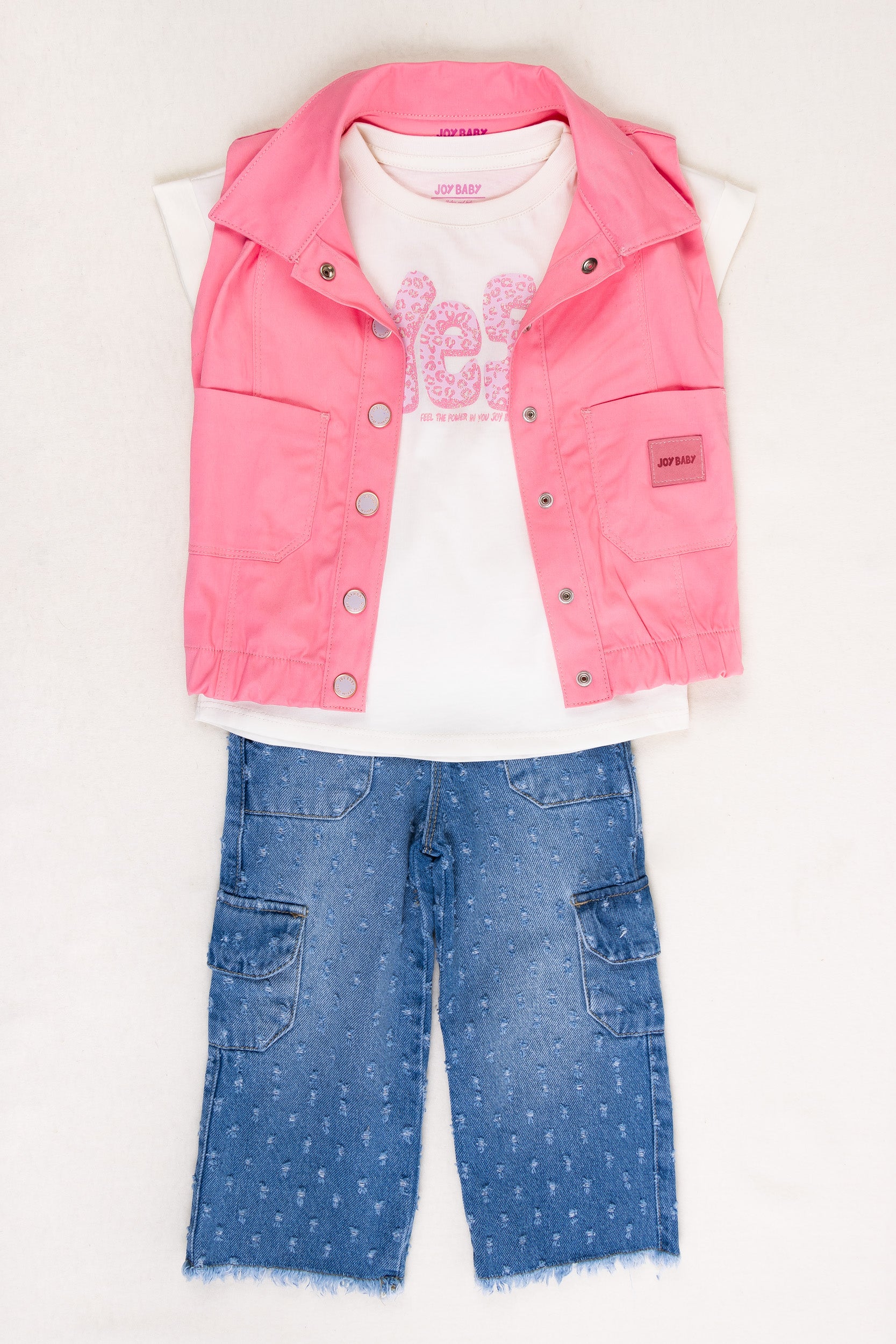 CONJUNTO 3 PRENDAS NIÑA ROSADO