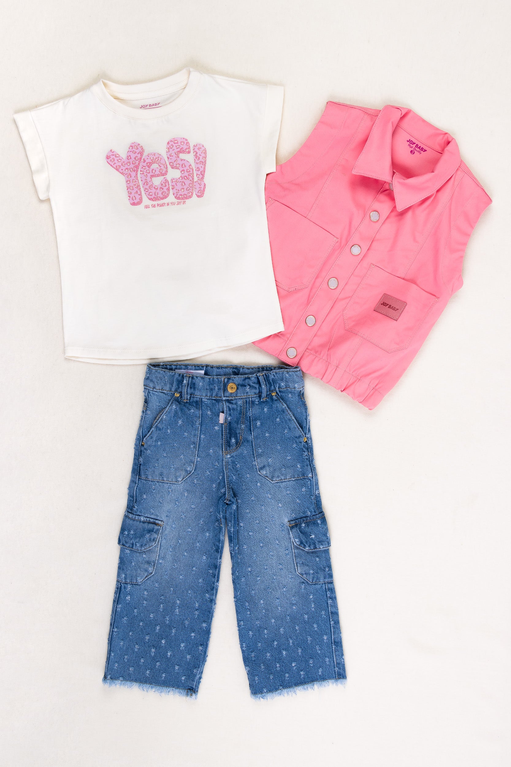 CONJUNTO 3 PRENDAS NIÑA ROSADO