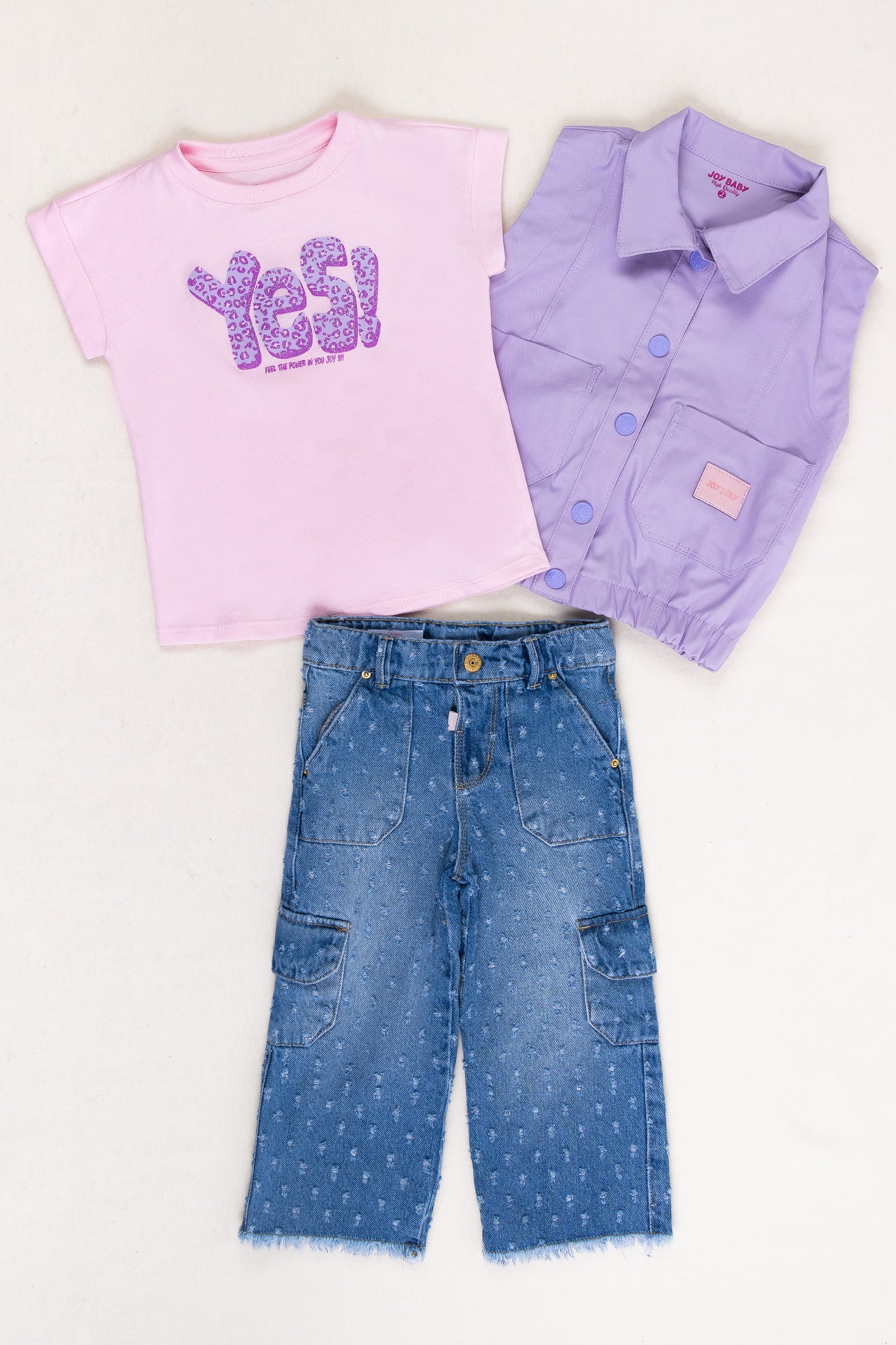 CONJUNTO 3 PRENDAS NIÑA MORADO