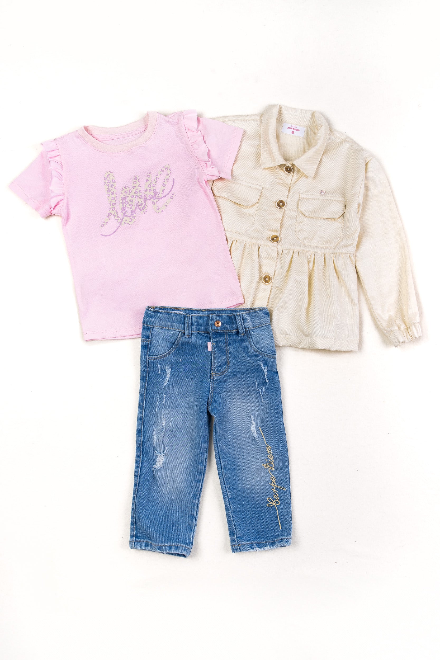 CONJUNTO 3 PRENDAS NIÑA BLANCO