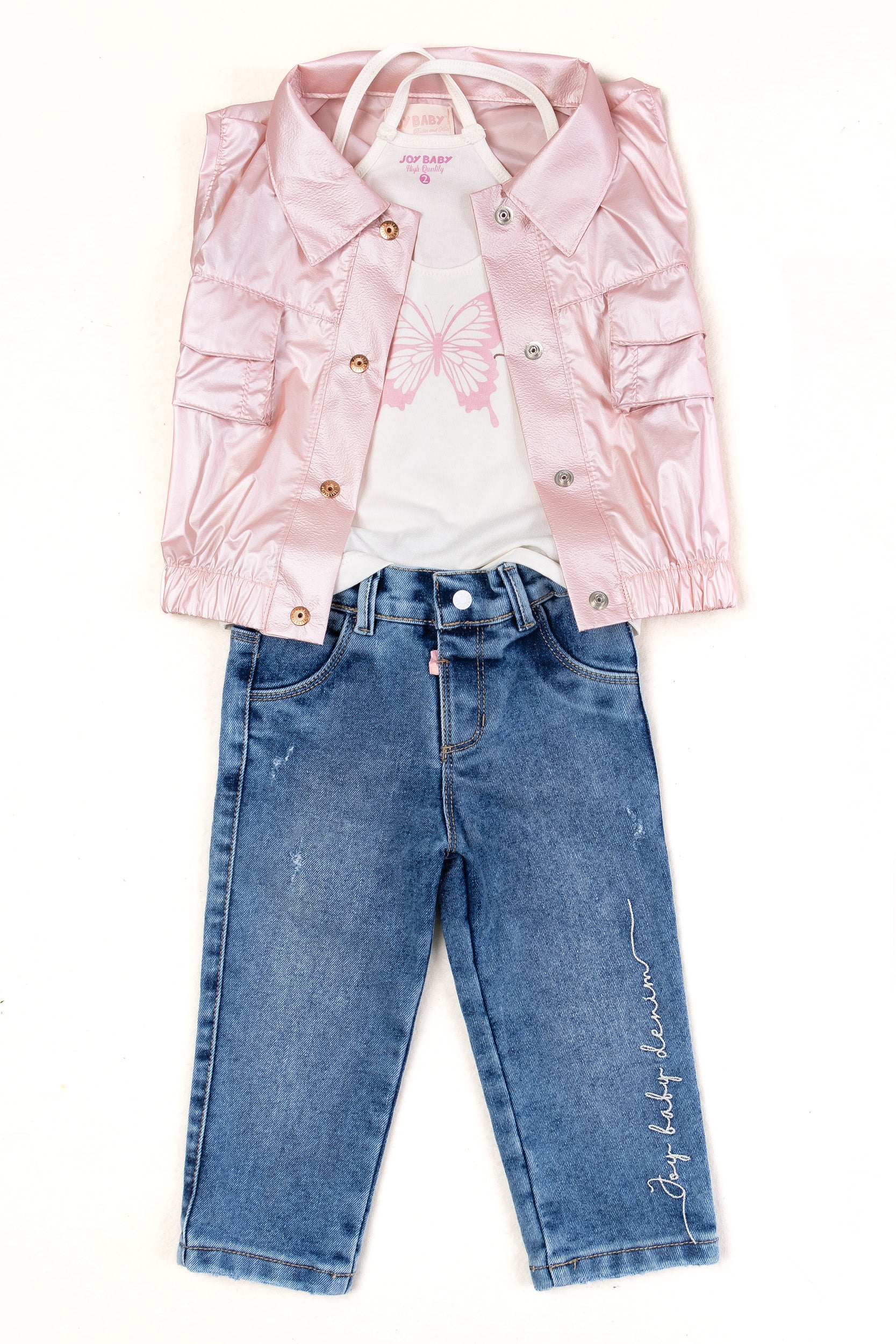 CONJUNTO 3 PRENDAS NIÑA ROSADO