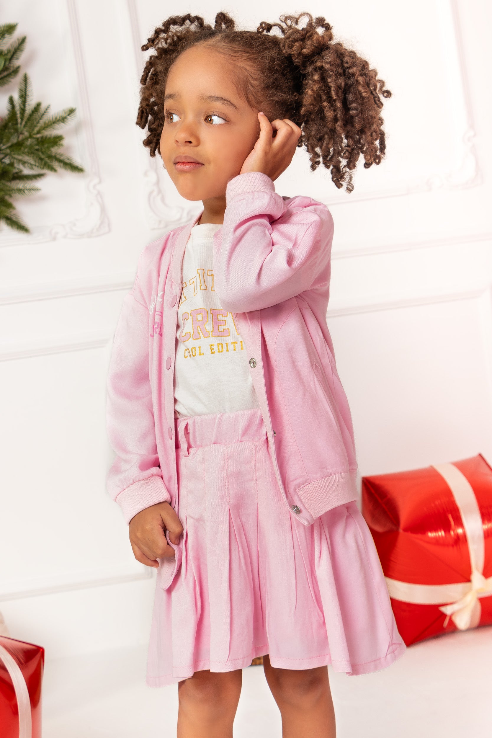CONJUNTO 3 PRENDAS NIÑA CREW ROSADO