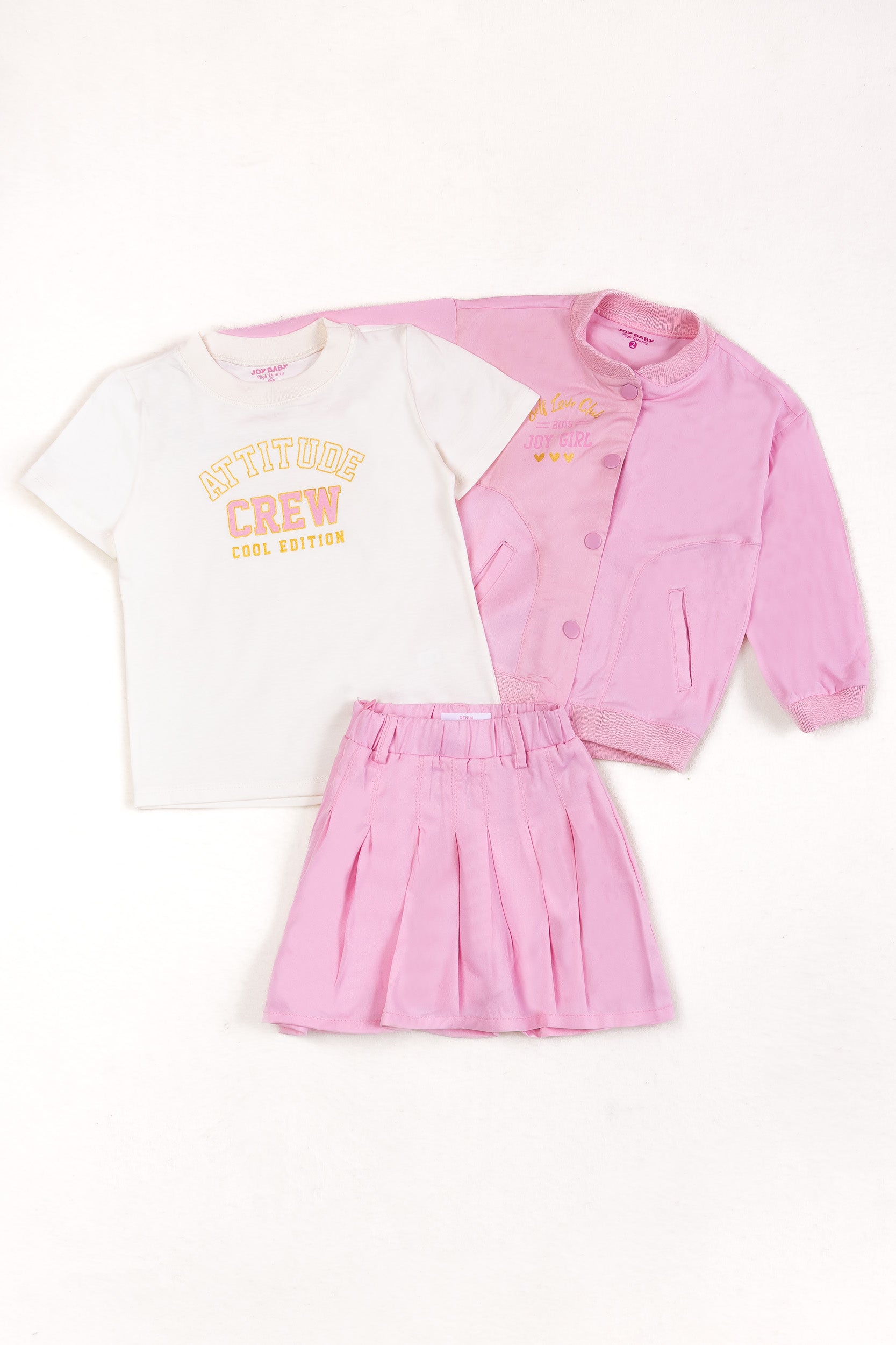 CONJUNTO 3 PRENDAS NIÑA CREW ROSADO