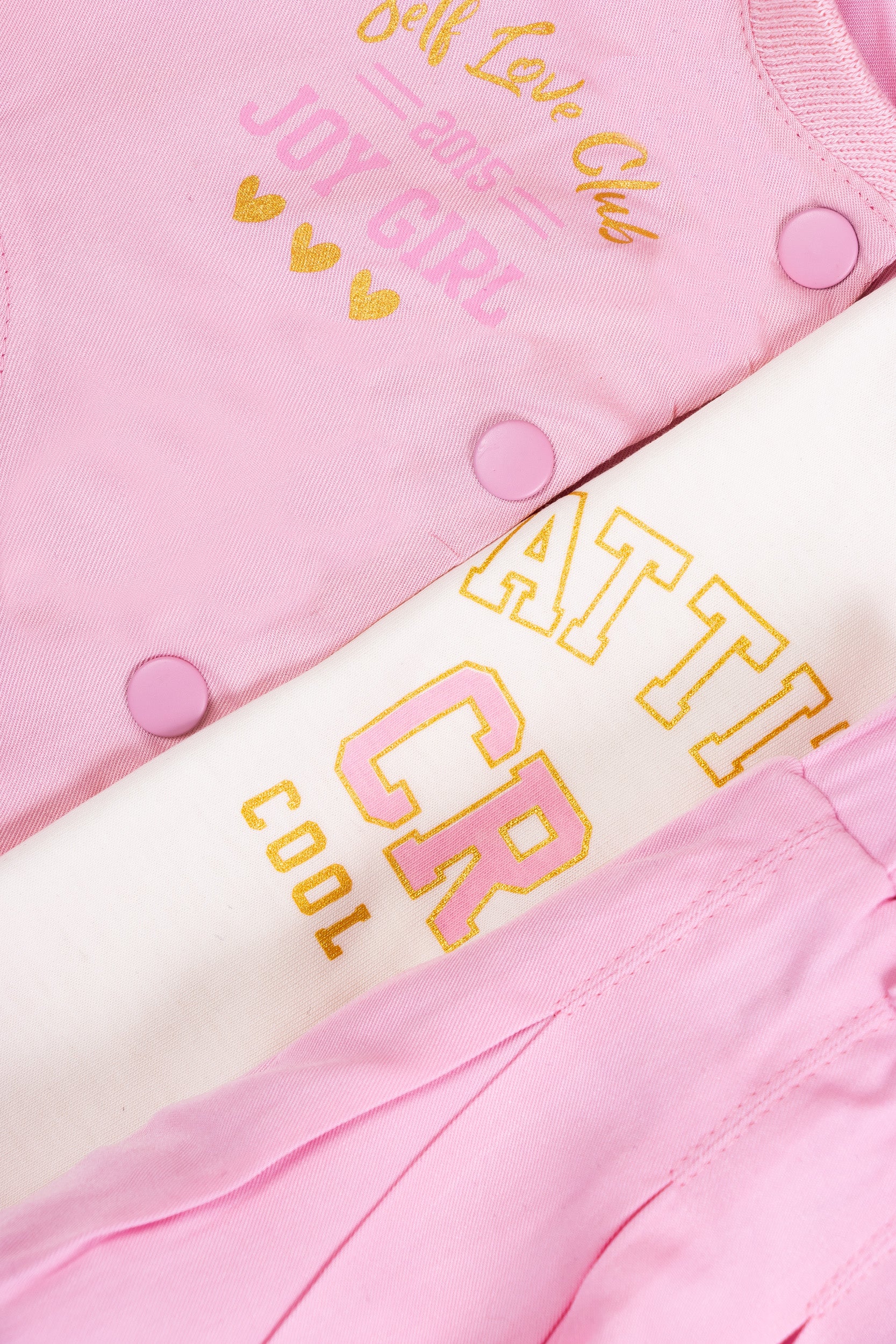 CONJUNTO 3 PRENDAS NIÑA CREW ROSADO