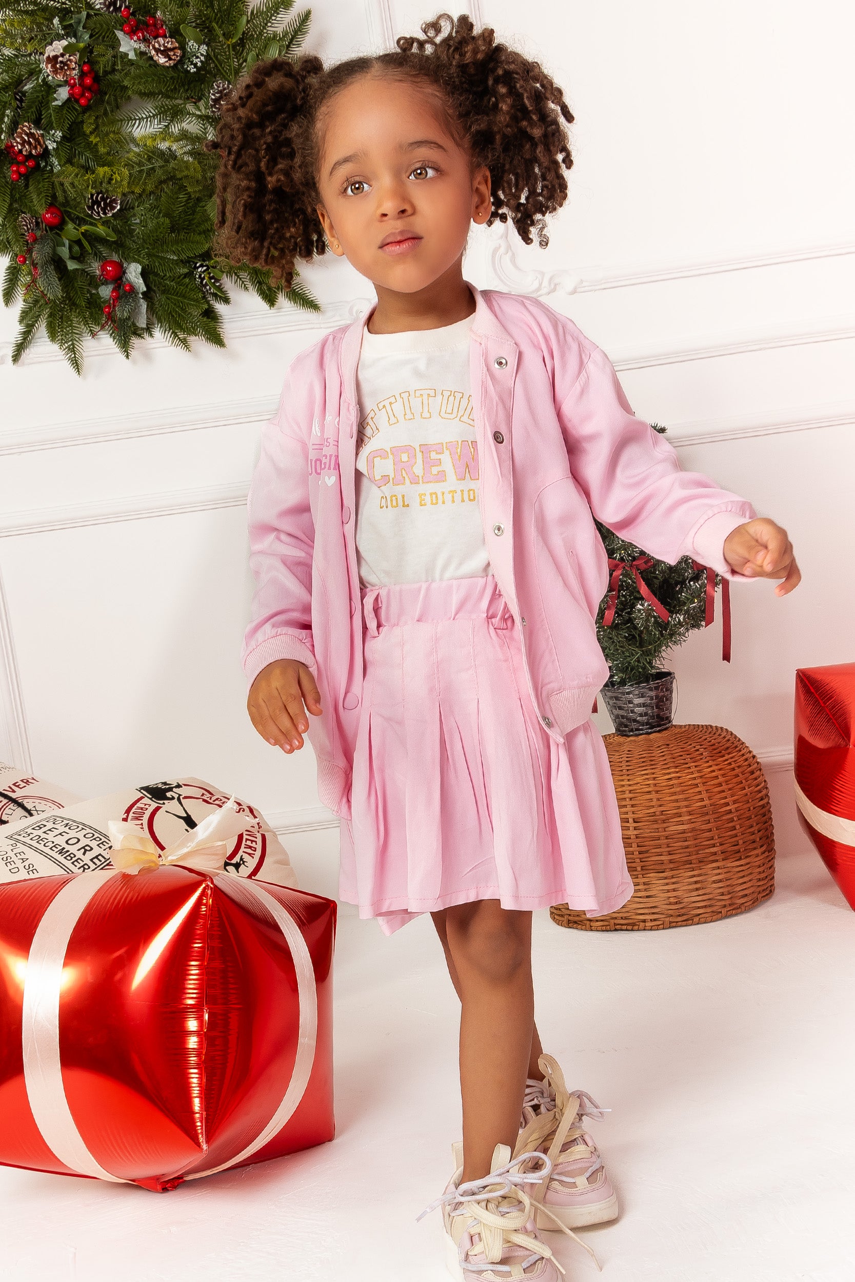CONJUNTO 3 PRENDAS NIÑA CREW ROSADO