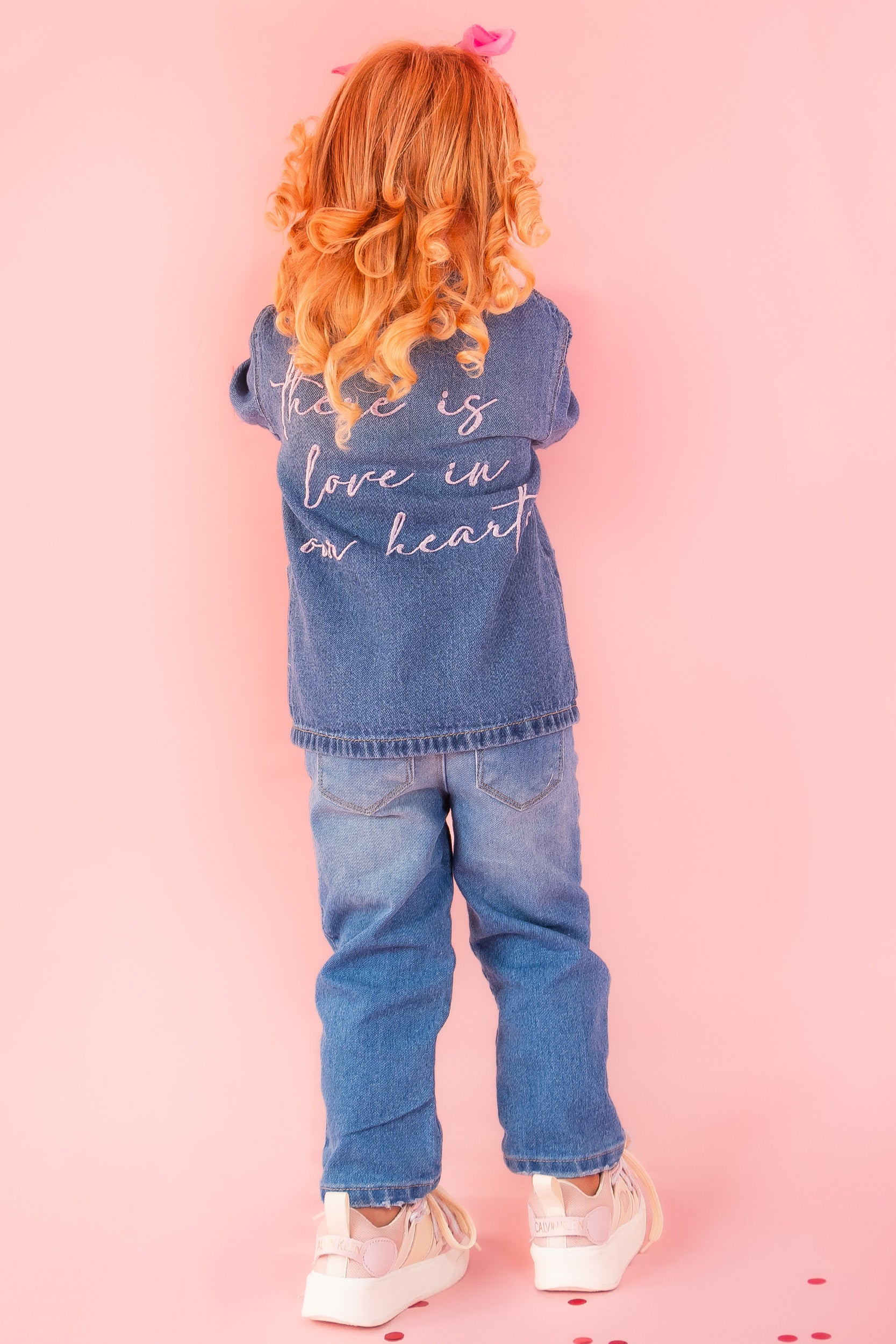CONJUNTO 3 PRENDAS DENIM NIÑA ROSADO