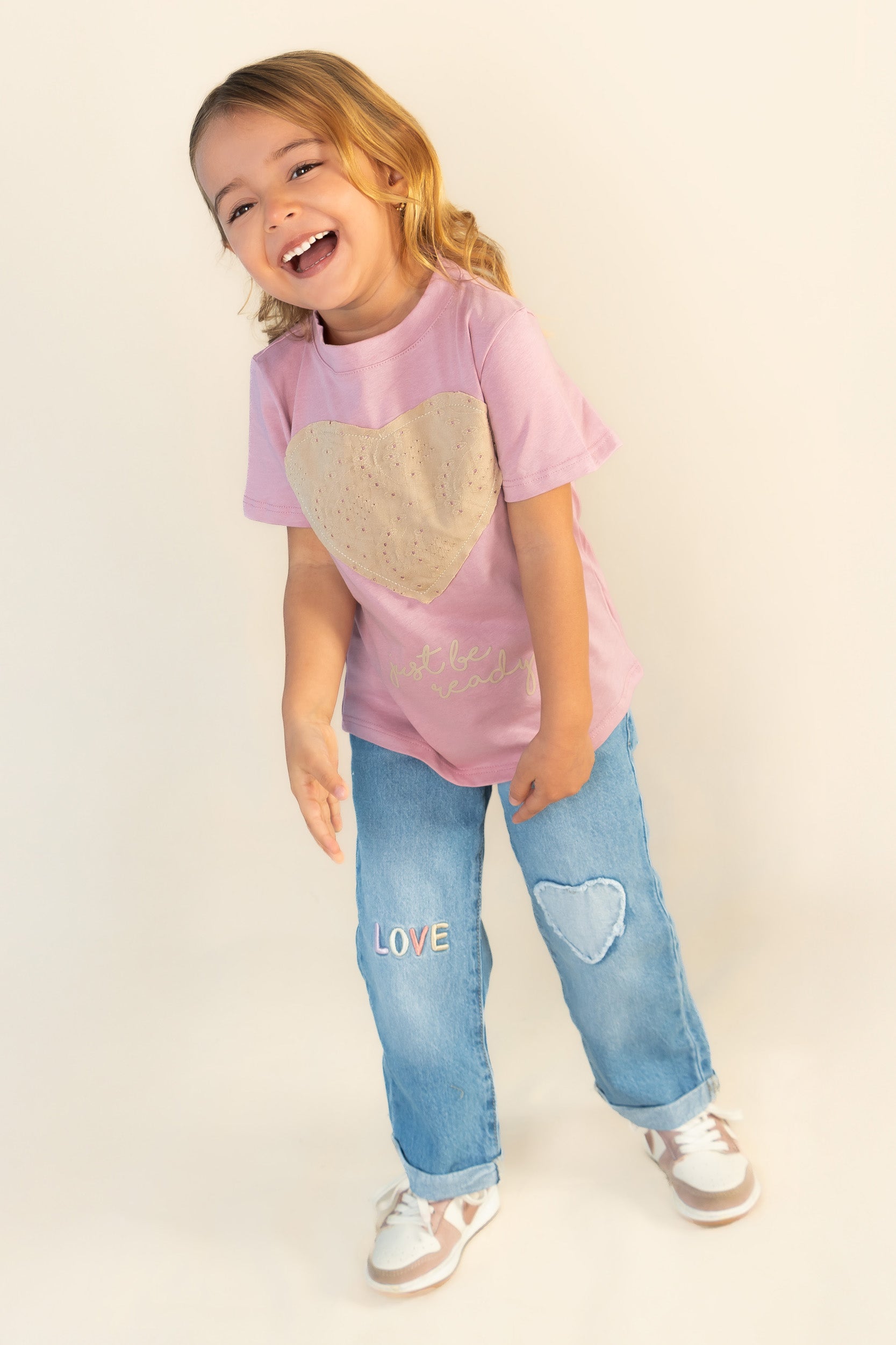 CONJUNTO 3 PRENDAS NIÑA LOVE BEIGE