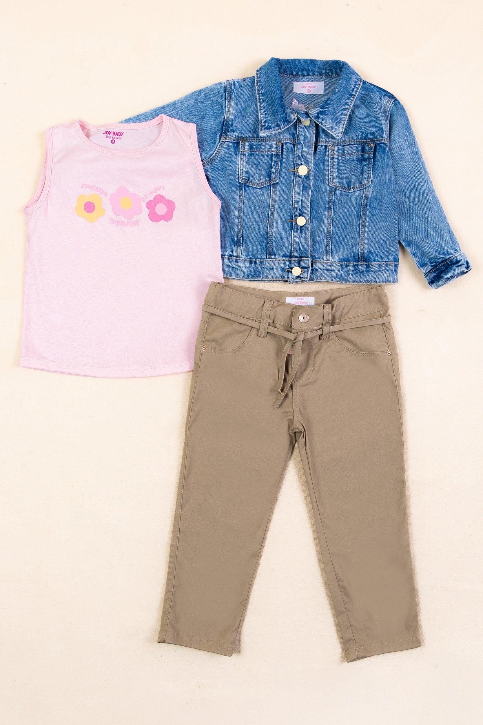 CONJUNTO 3 PRENDAS NIÑA CAFÉ