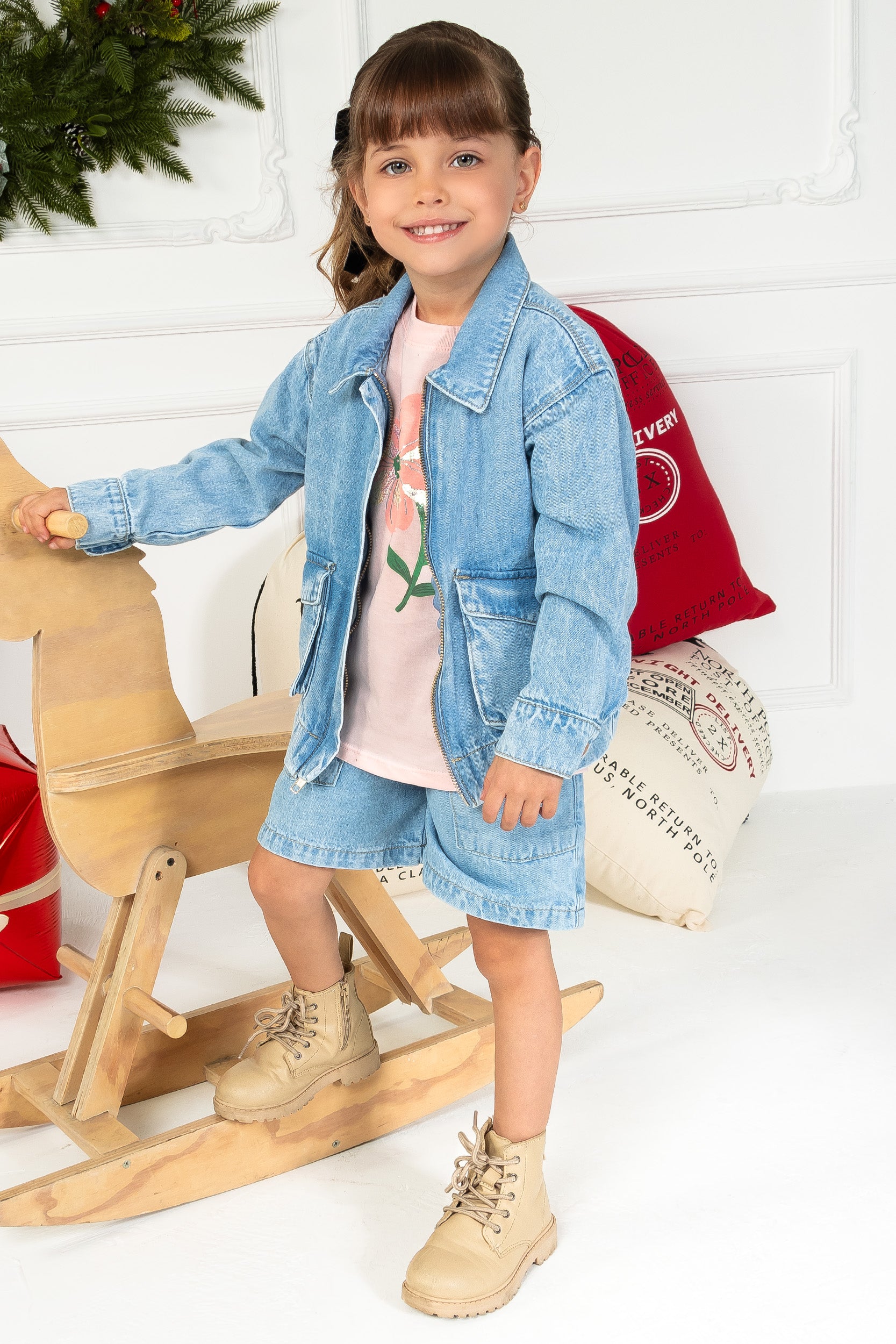 CONJUNTO 3 PRENDAS NIÑA ROSADO