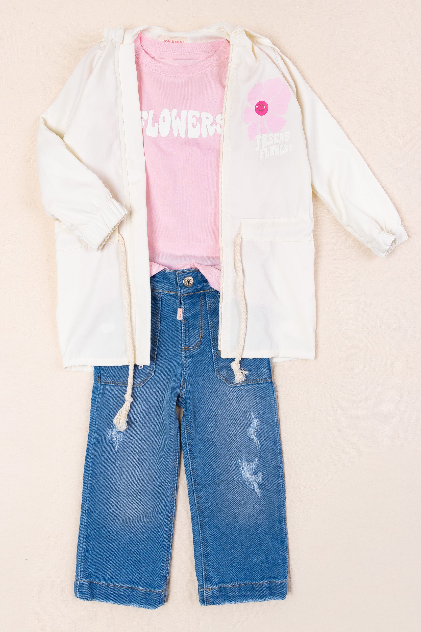 CONJUNTO 3 PRENDAS NIÑA FLOWERS BLANCO