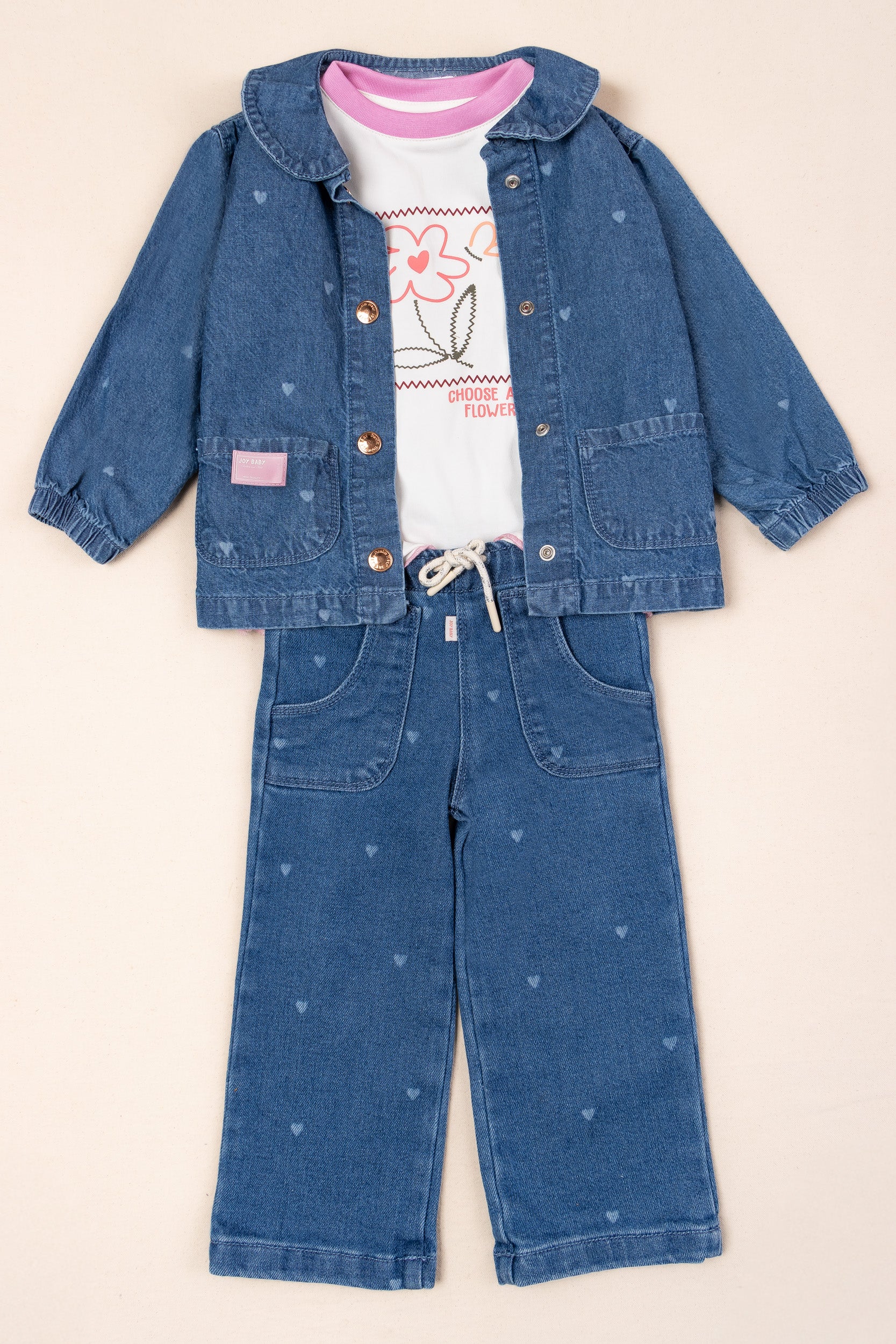 CONJUNTO 3 PRENDAS NIÑA DENIM BLANCO