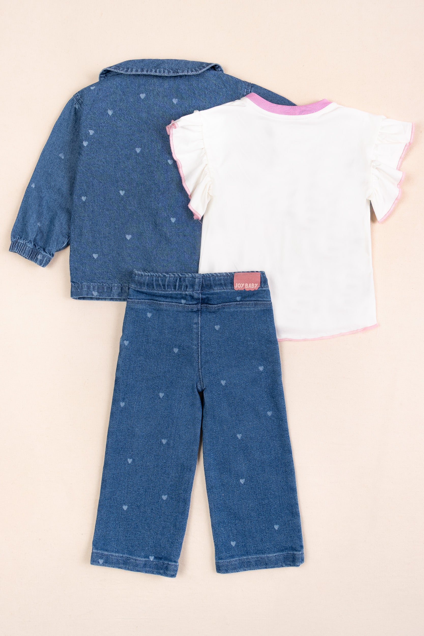 CONJUNTO 3 PRENDAS NIÑA DENIM BLANCO