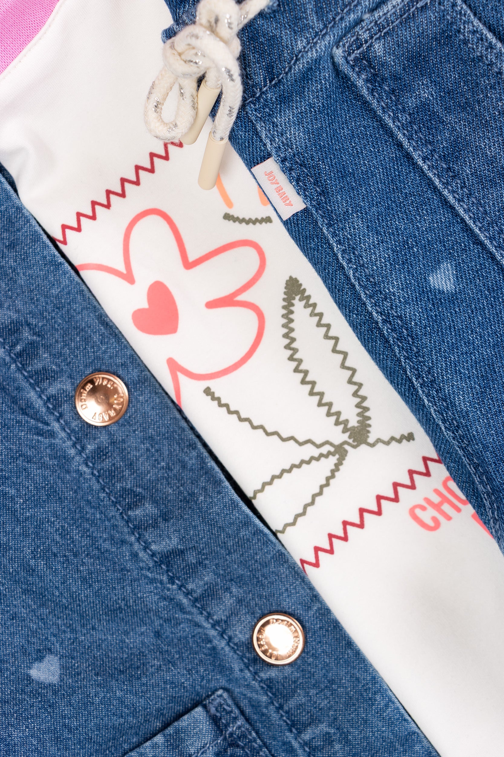 CONJUNTO 3 PRENDAS NIÑA DENIM BLANCO