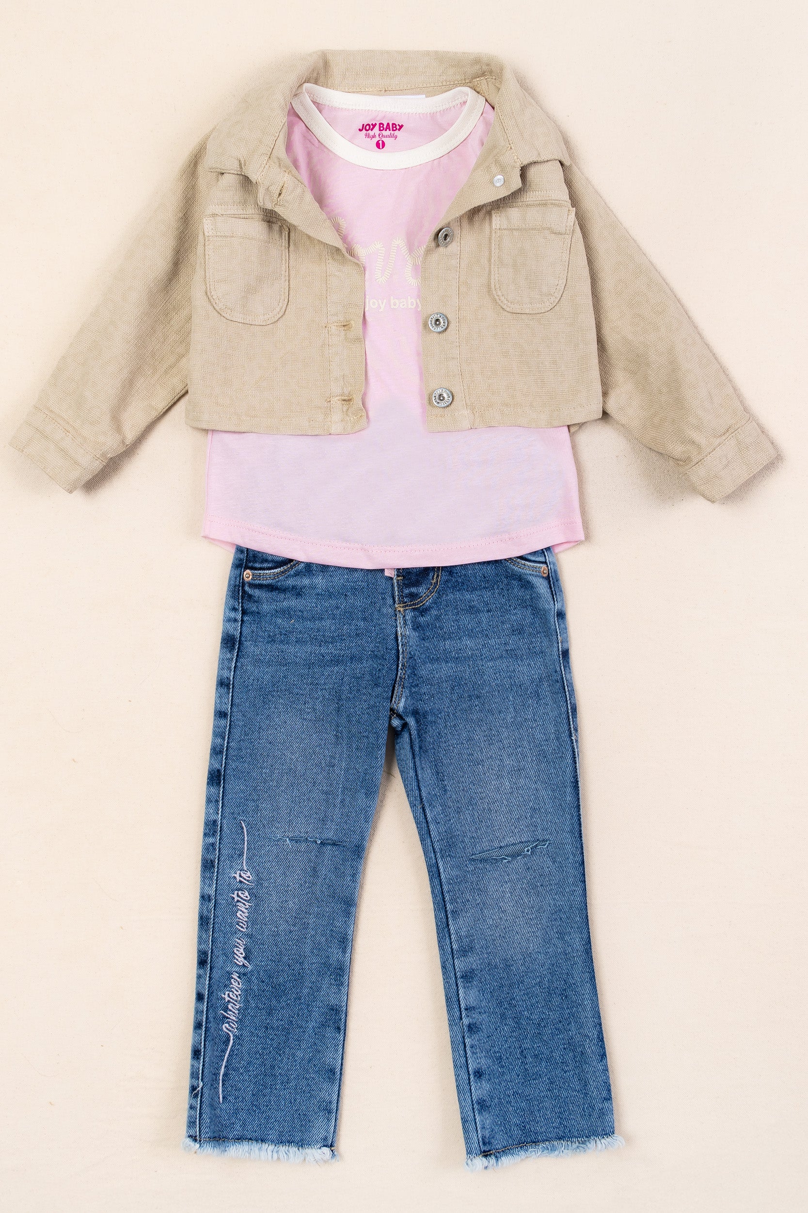 CONJUNTO 3 PRENDAS NIÑA LOVELY BEIGE