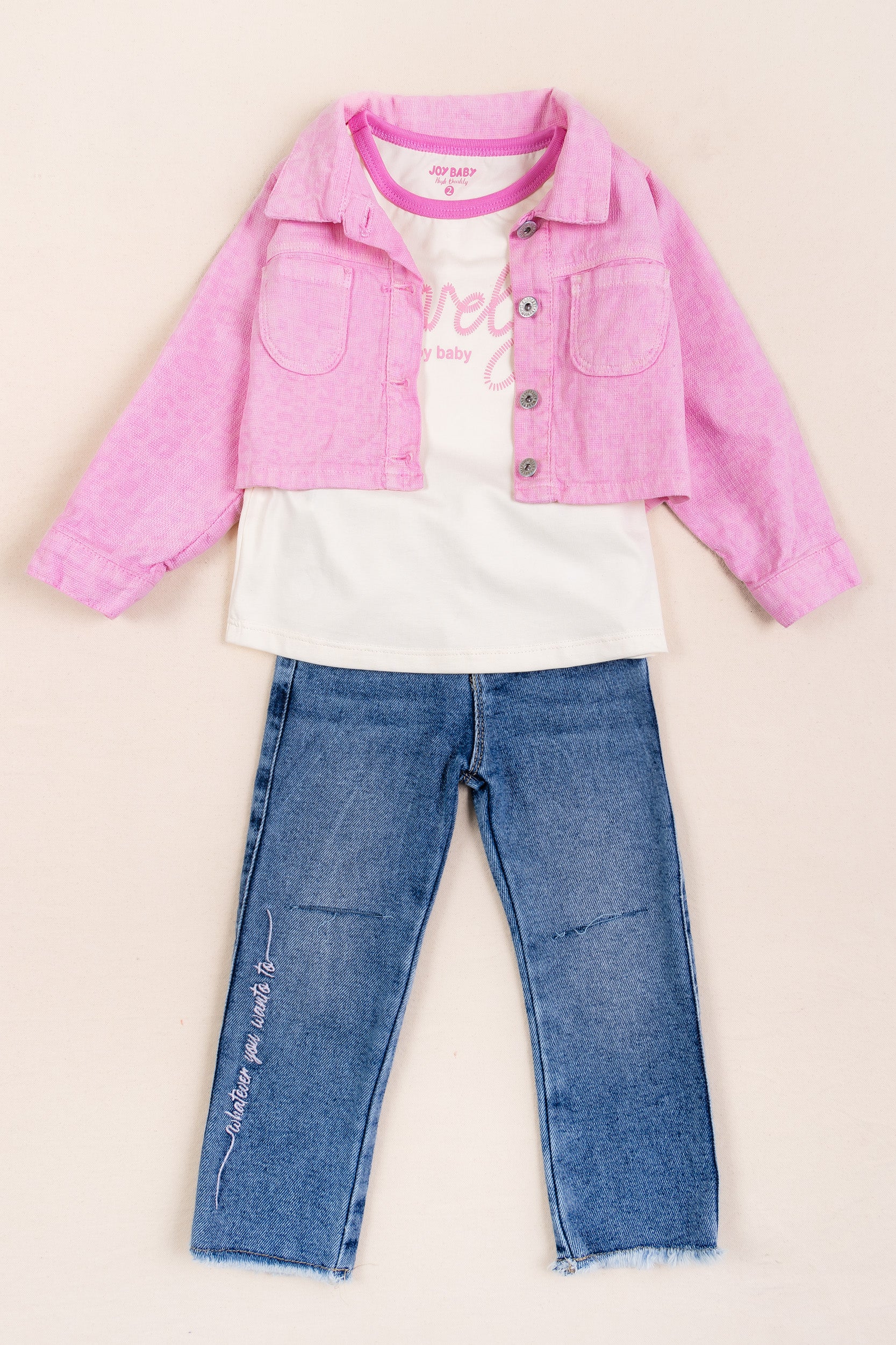 CONJUNTO 3 PRENDAS NIÑA LOVELY ROSADO