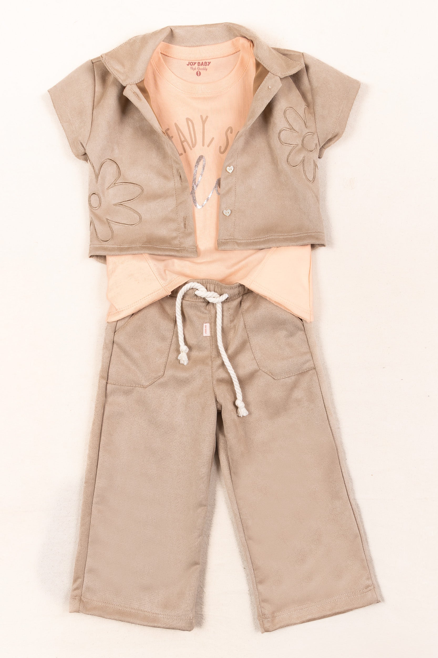 CONJUNTO 3 PRENDAS NIÑA CAFE