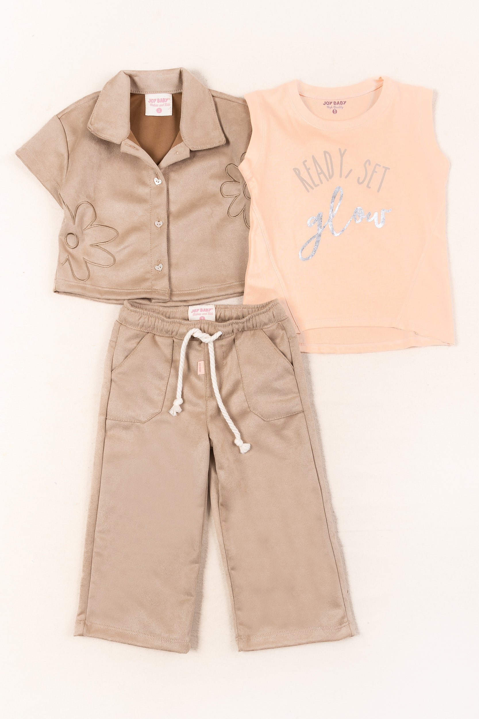 CONJUNTO 3 PRENDAS NIÑA CAFE