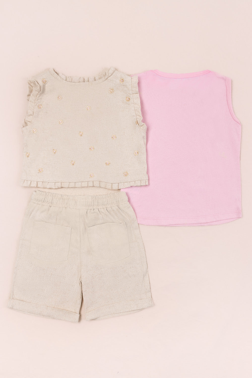 CONJUNTO 3 PRENDAS NIÑA SUMMER BEIGE