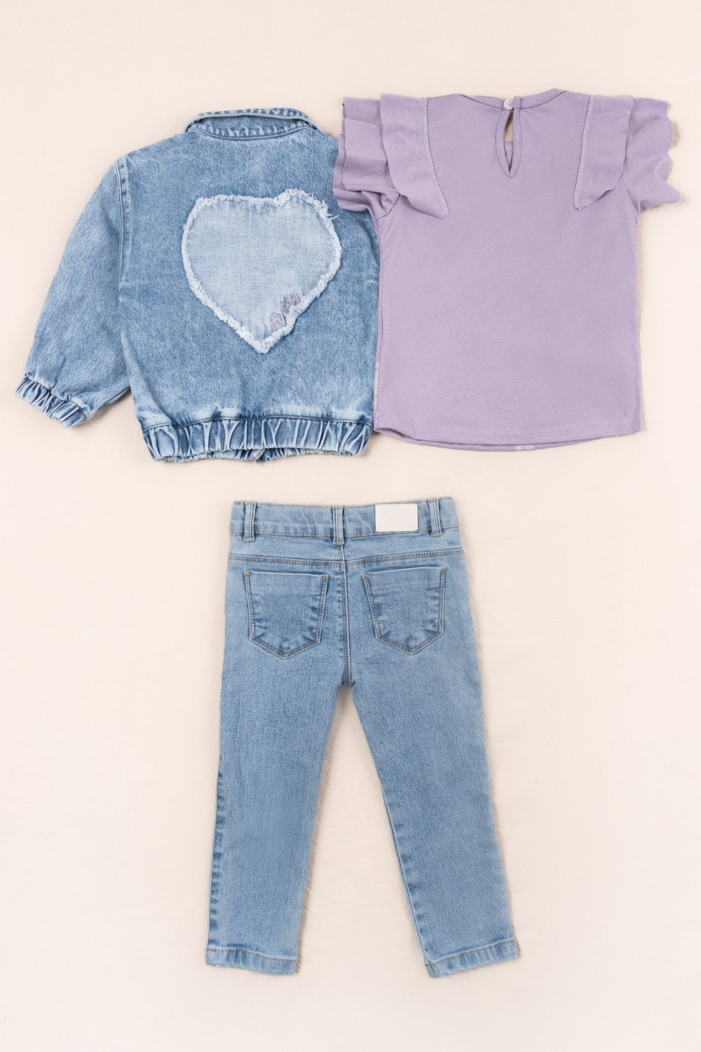 CONJUNTO 3 PRENDAS NIÑA HEART LILA
