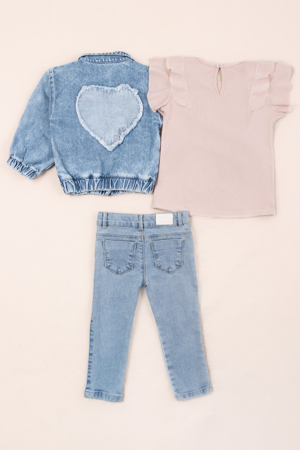 CONJUNTO 3 PRENDAS NIÑA HEART PALO ROSA