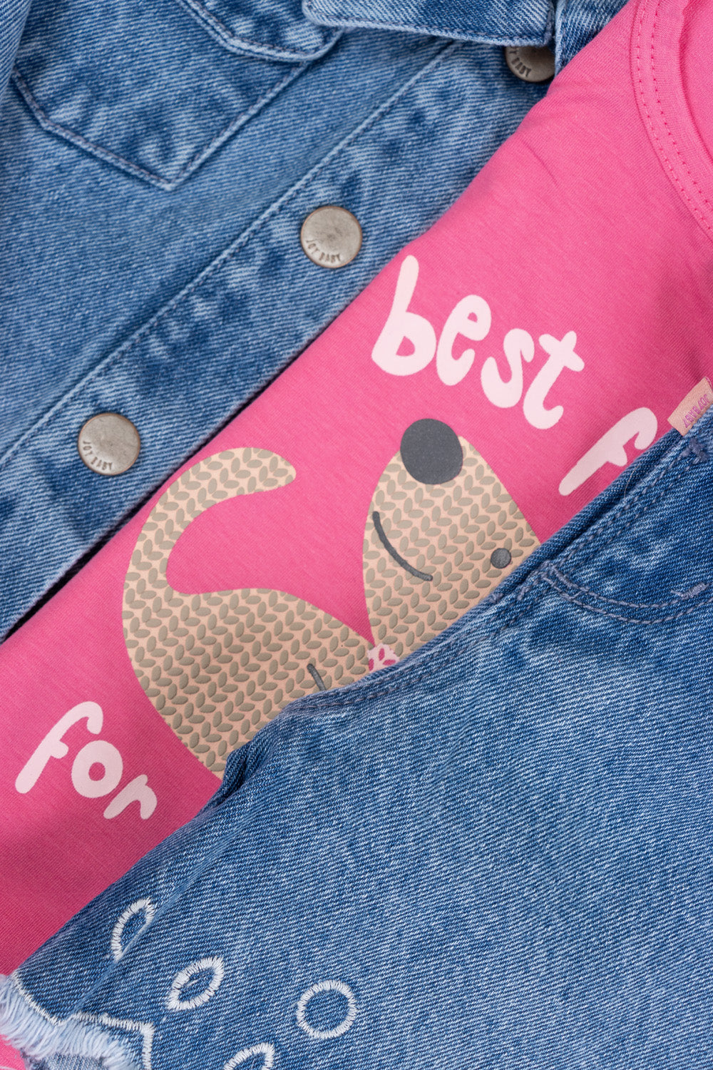 CONJUNTO 3 PRENDAS NIÑA PET FUCSIA