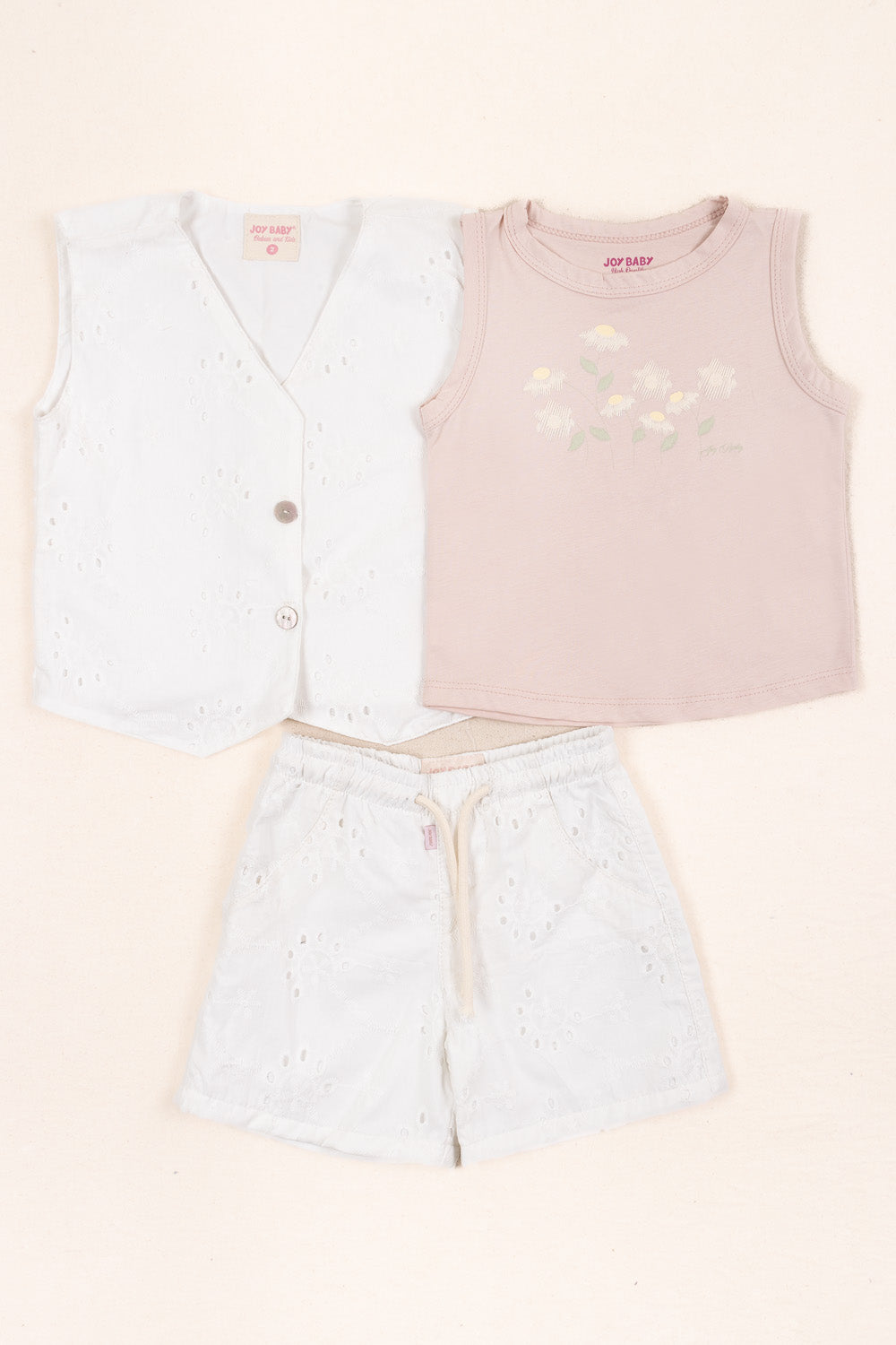 CONJUNTO 3 PRENDAS NIÑA FLOWER BLANCO